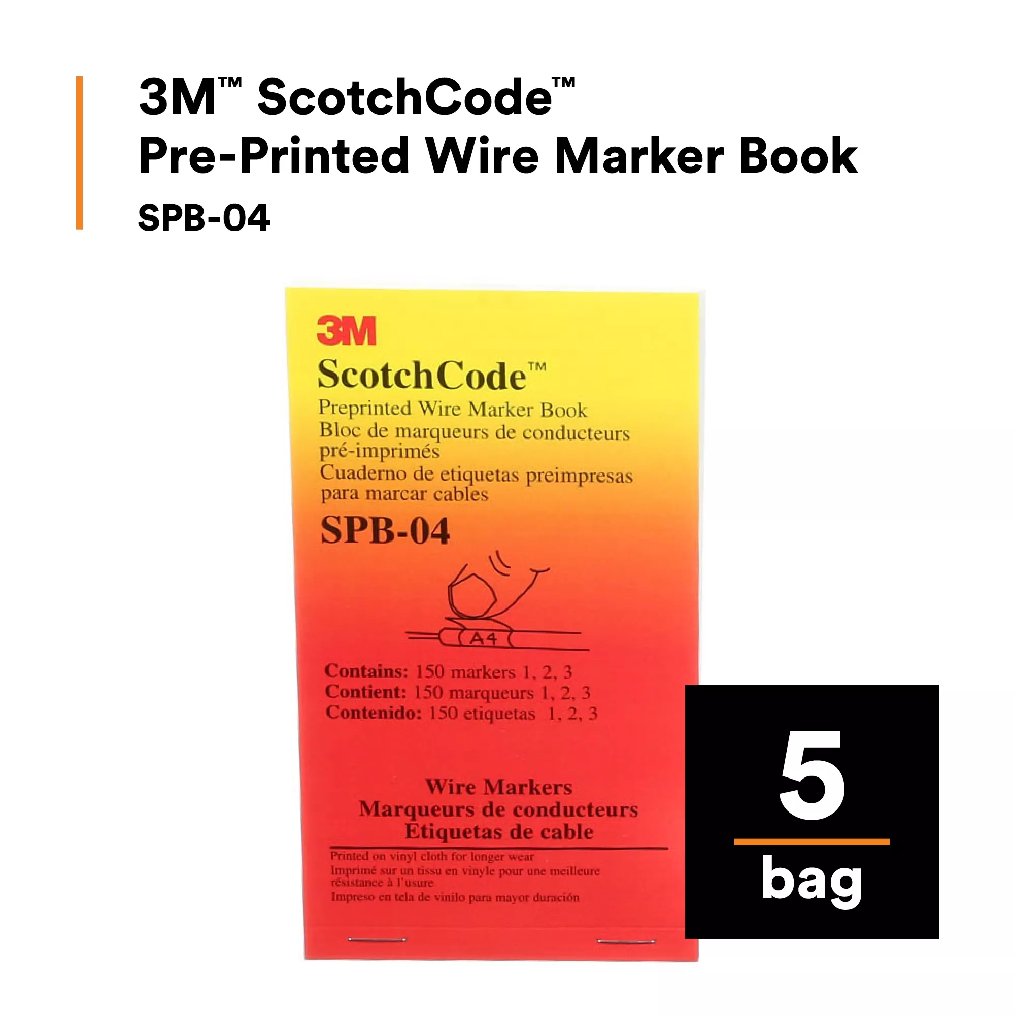 SKU 7000132481 | 3M™ ScotchCode™ Pre-Printed Wire Marker Book SPB-04