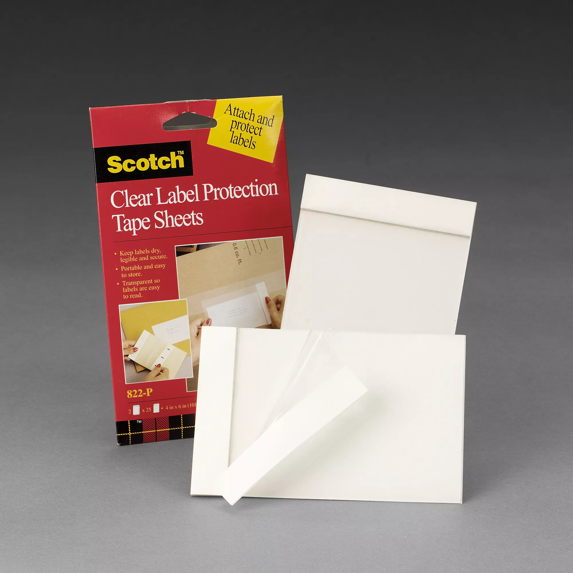 3M™ Tape Sheets 822P, Clear, 4 in x 6 in, 60 Pack/Case