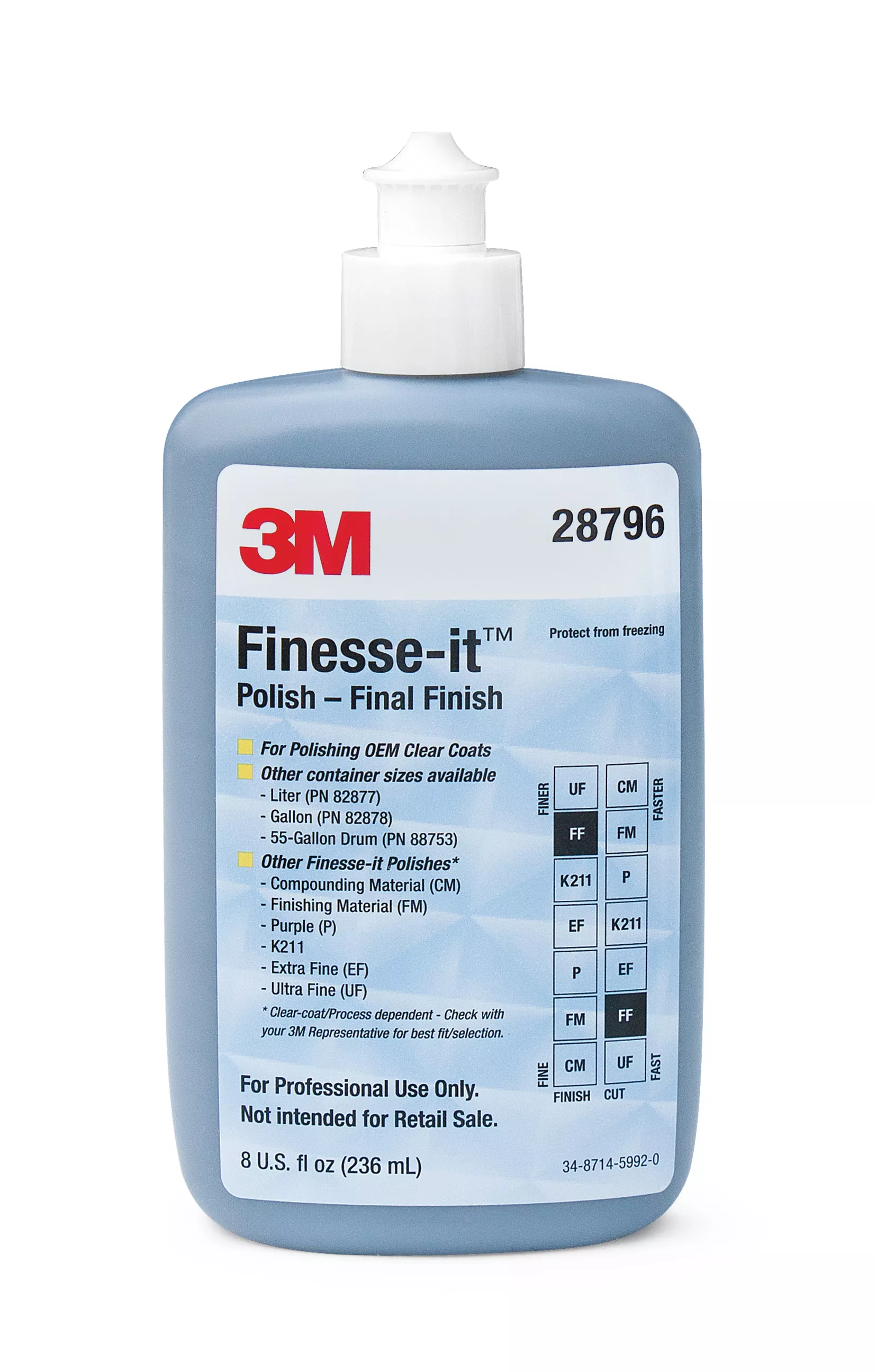 3M™ Finesse-it™ Polish Standard Series, 28796, Final Finish (105), Gray,
Easy Clean Up, 8 oz, 4 ea/Case