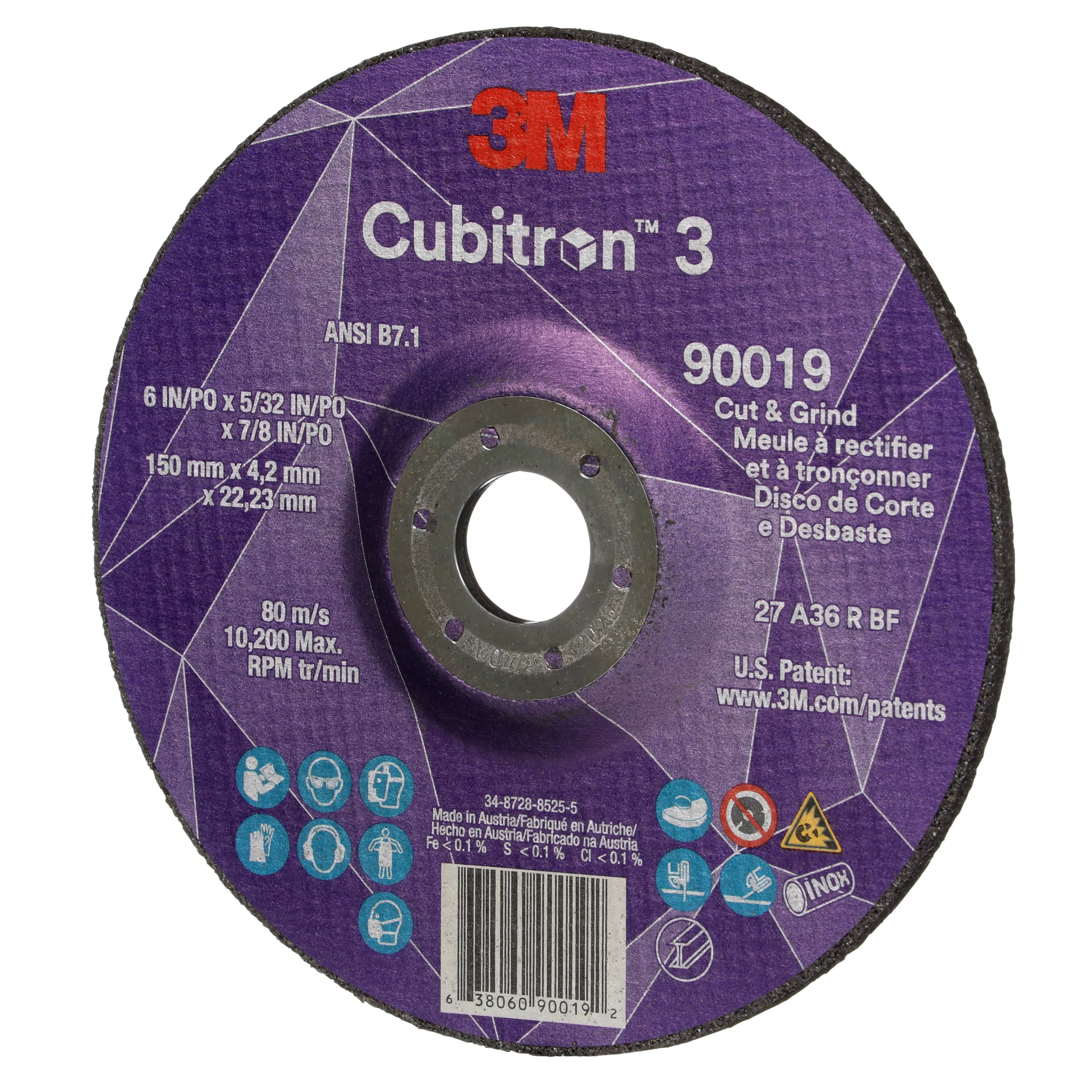Product Number 90019 | 3M™ Cubitron™ 3 Cut and Grind Wheel