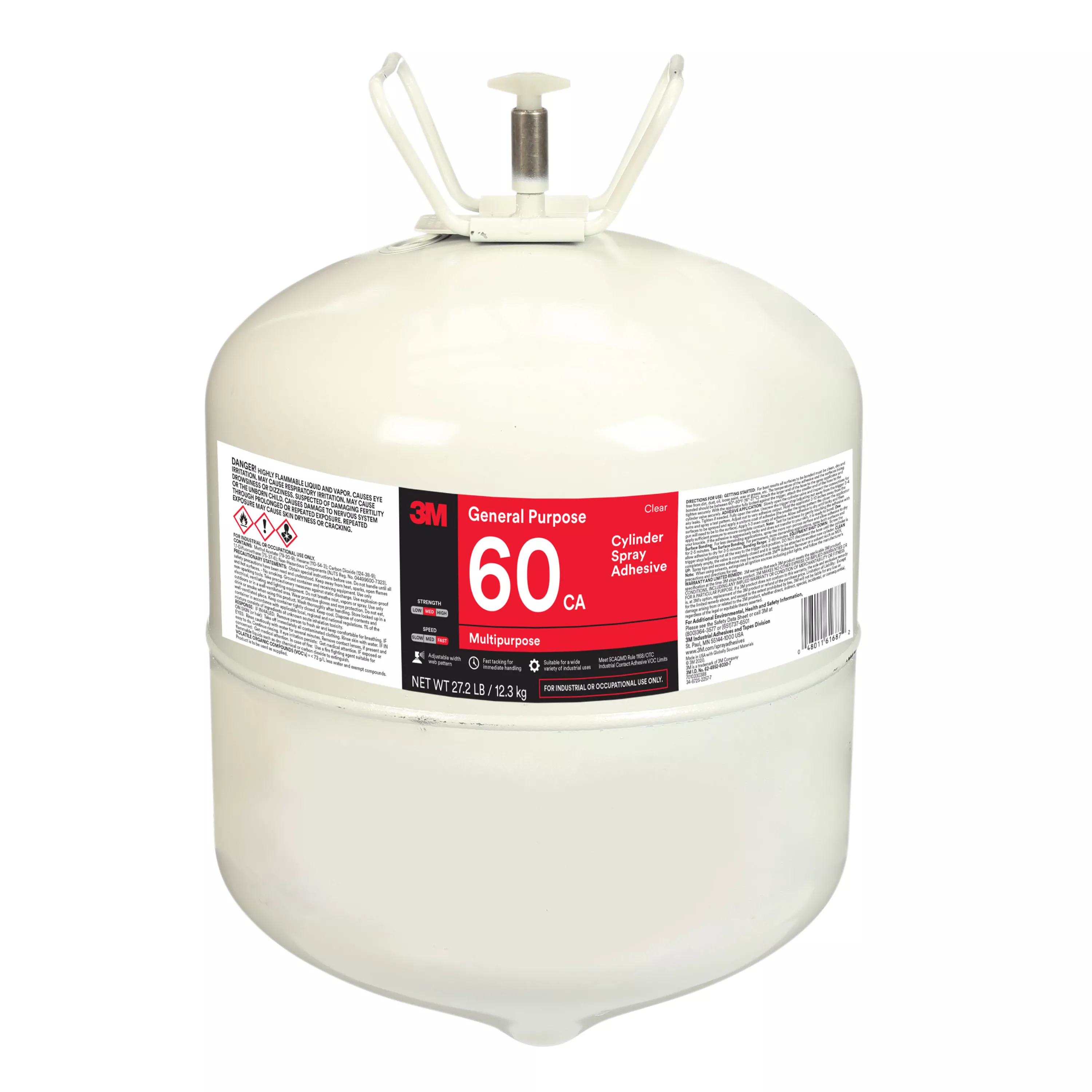 3M™ General Purpose 60 CA Cylinder Spray Adhesive Low VOC, Clear, Large
Cylinder (Net Wt 27.2 lb), 1 Cylinder/Case