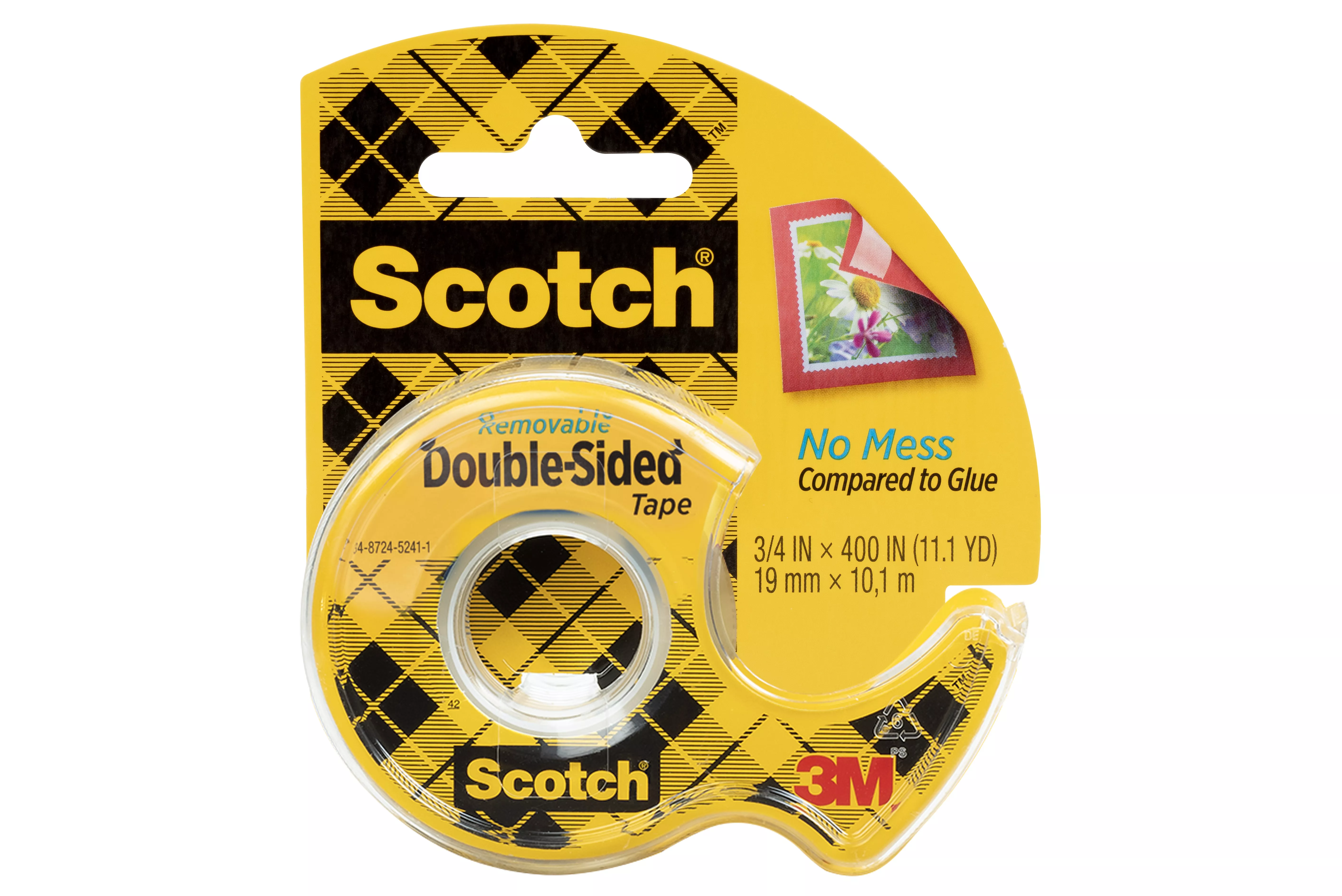 Scotch® Removable Double Sided Tape 667, 3/4 in x 400 in (19 mm x 10.16m)