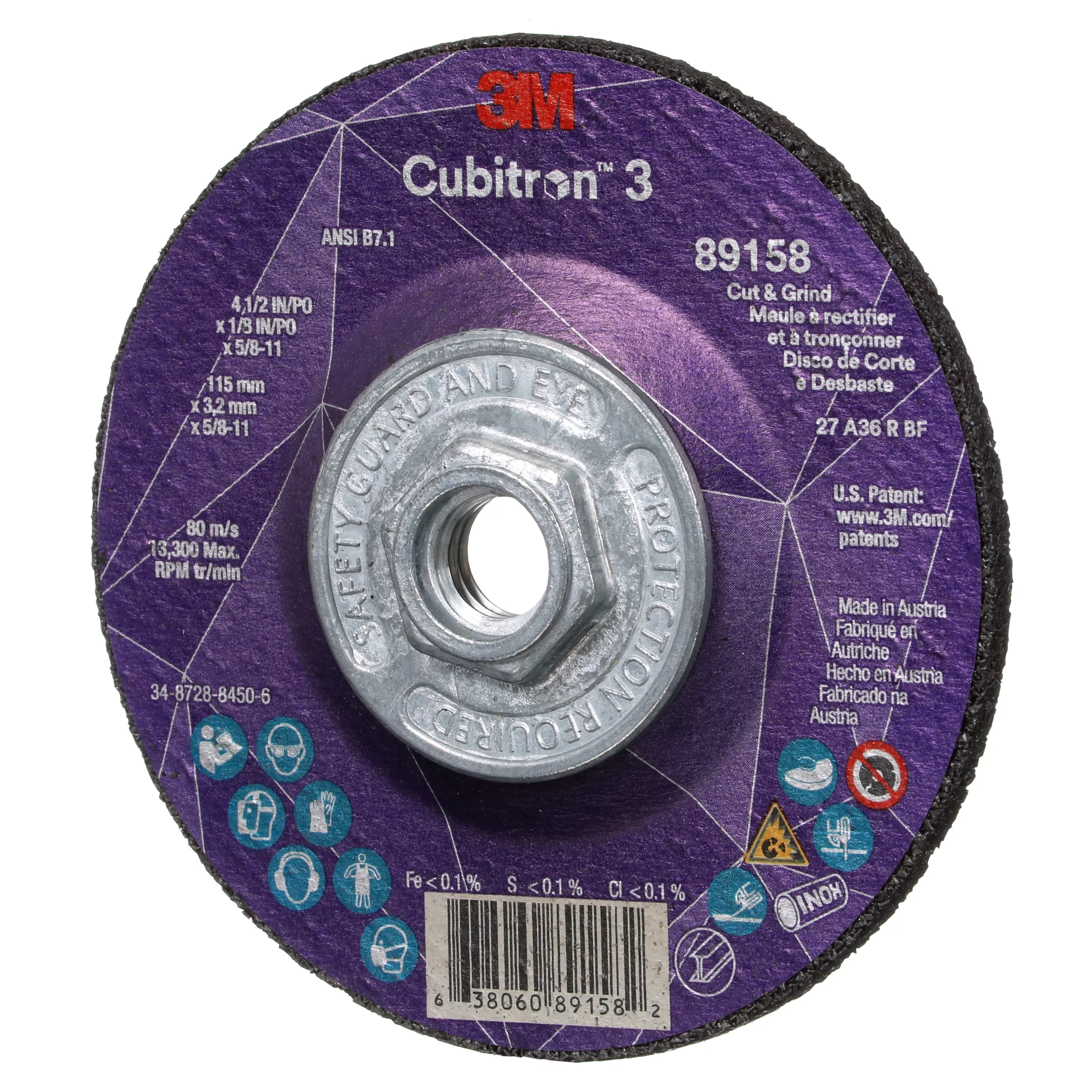 UPC 00638060891582 | 3M™ Cubitron™ 3 Cut and Grind Wheel
