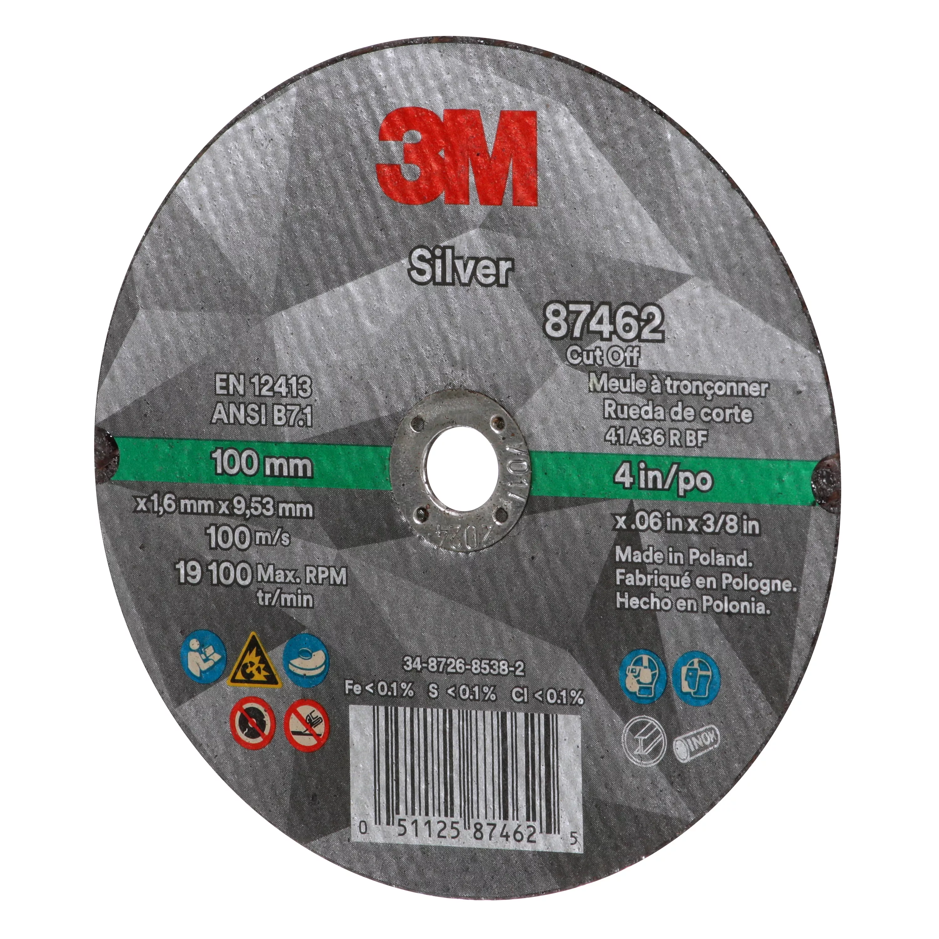 Product Number 87462 | 3M™ Silver Cut-Off Wheel