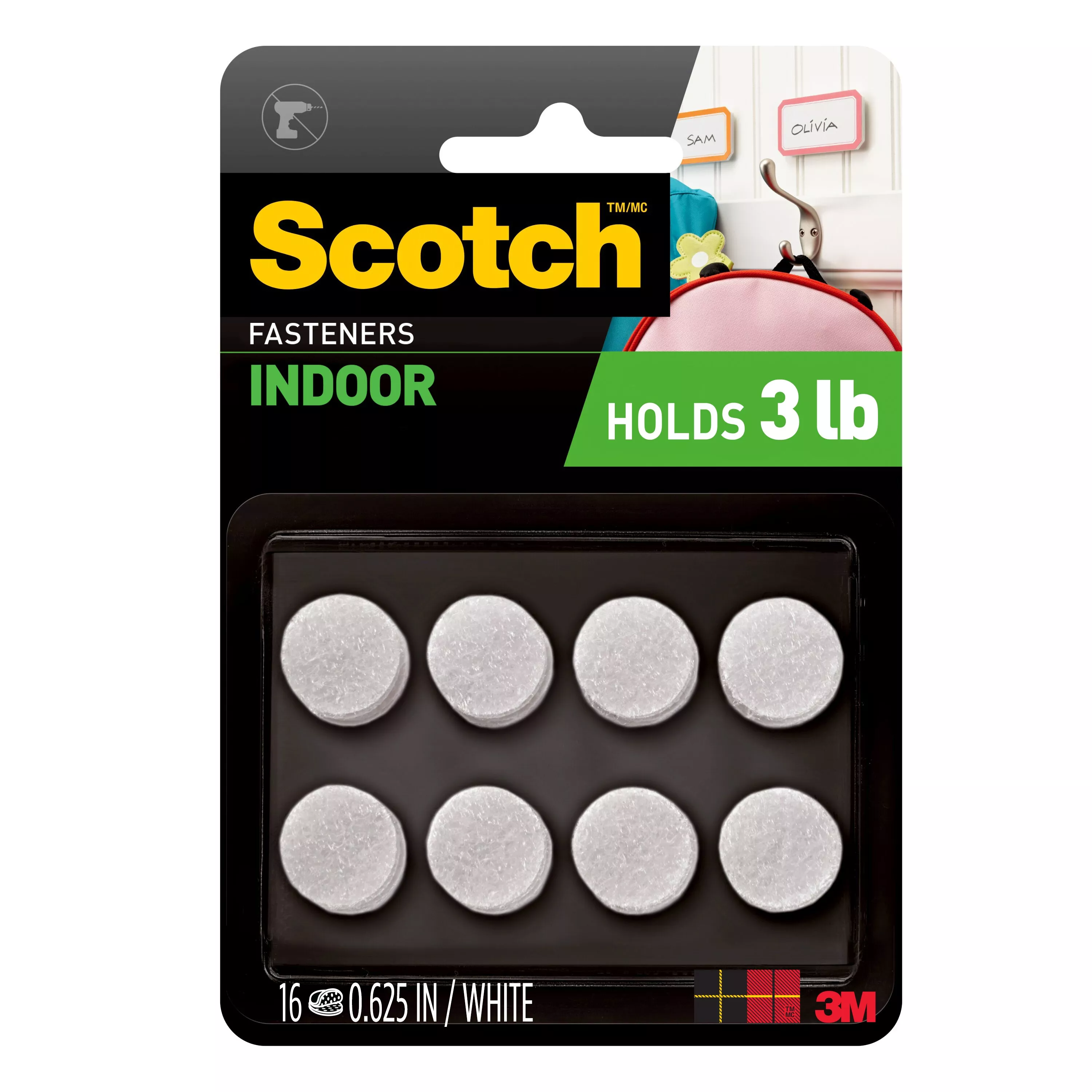 Scotch™ Indoor Fasteners RF7060, 5/8 in (15,8 mm) DIAM EA White