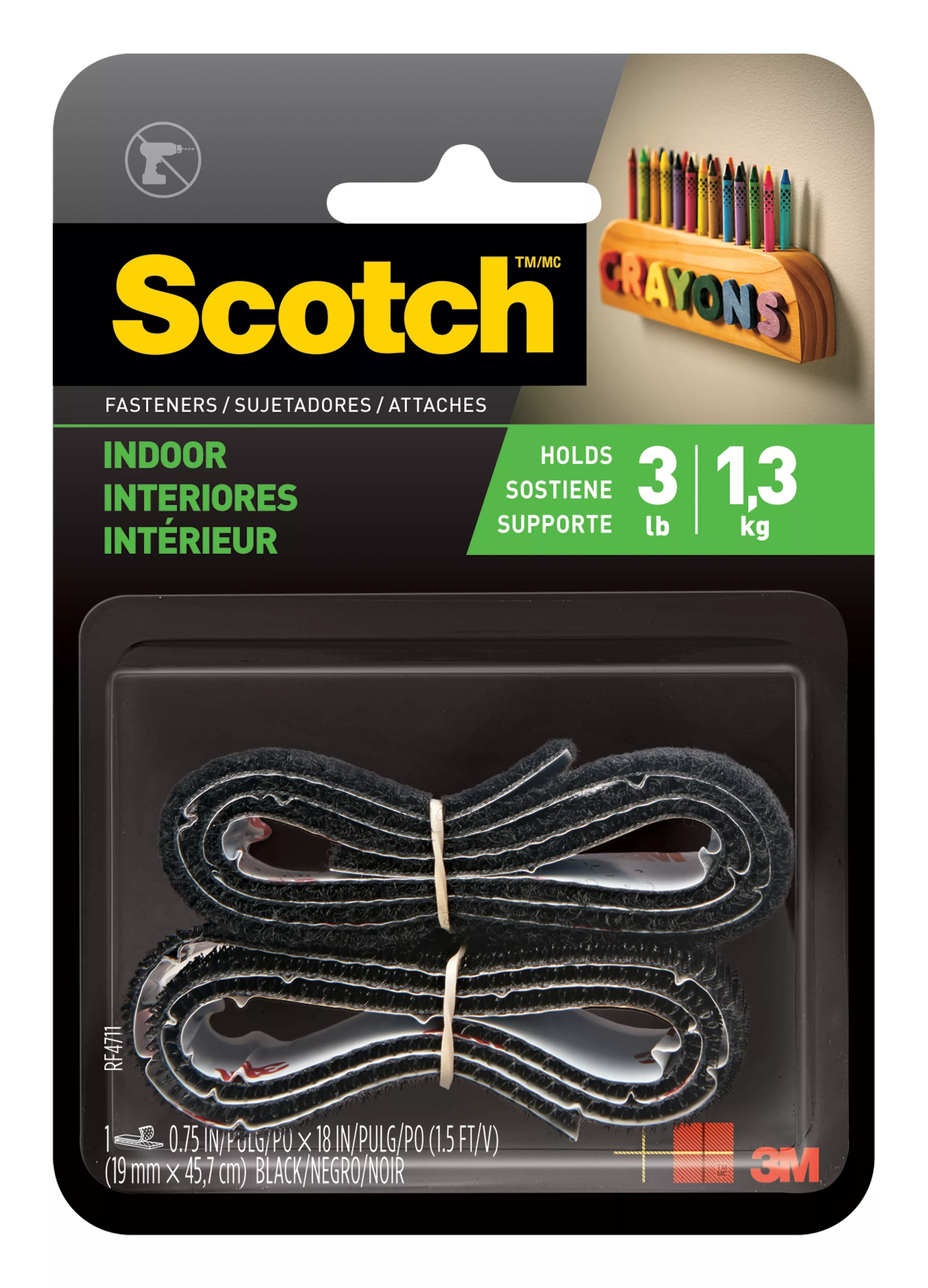 Scotch™ Indoor Fasteners RF4711, 3/4 in x 18 in (19,0 mm x 45,7 cm)
Black 1 Set of Strips