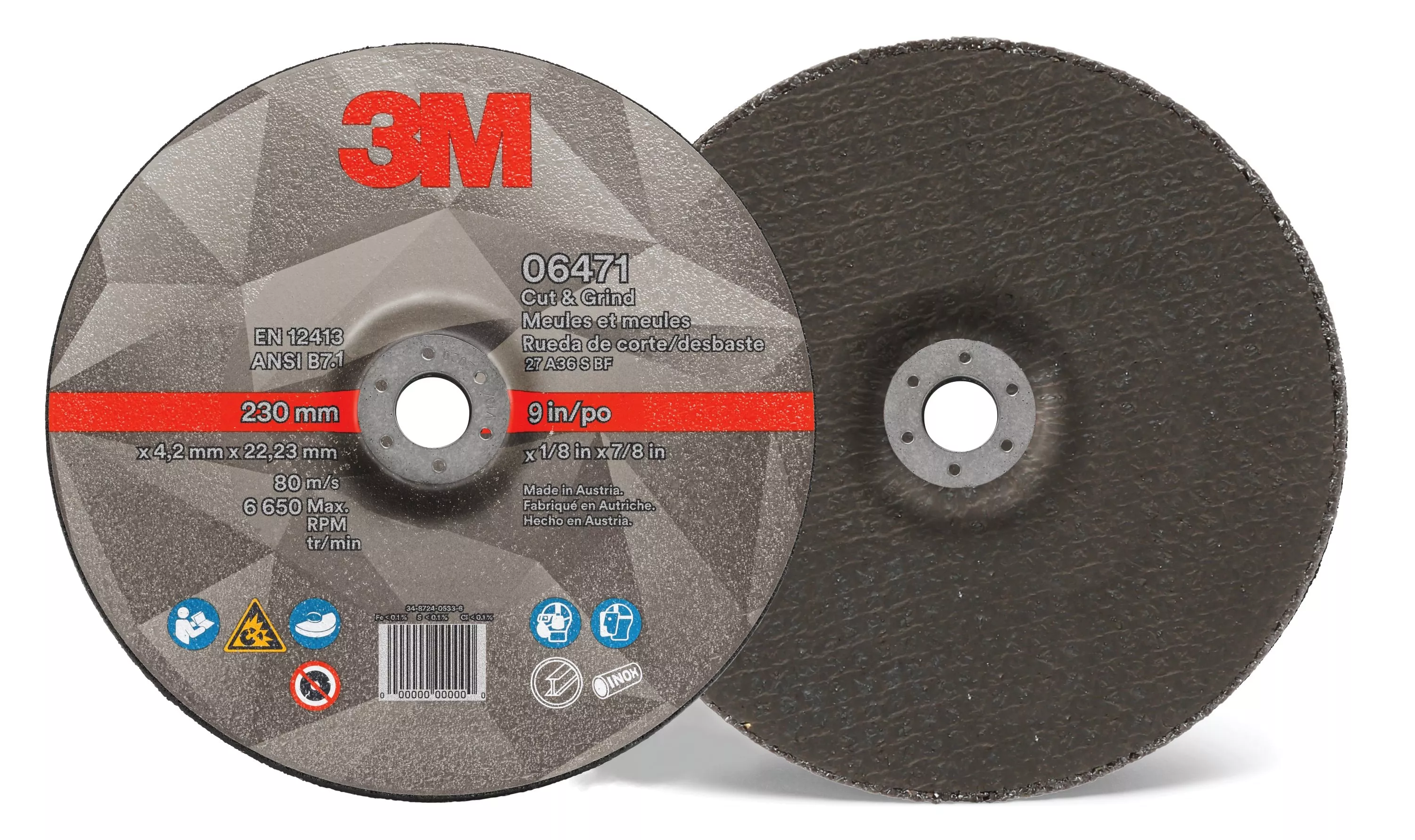 3M™ Cut & Grind Wheel, 06471, T27, 9 in x 1/8 in x 7/8 in, 10/Carton, 20
ea/Case