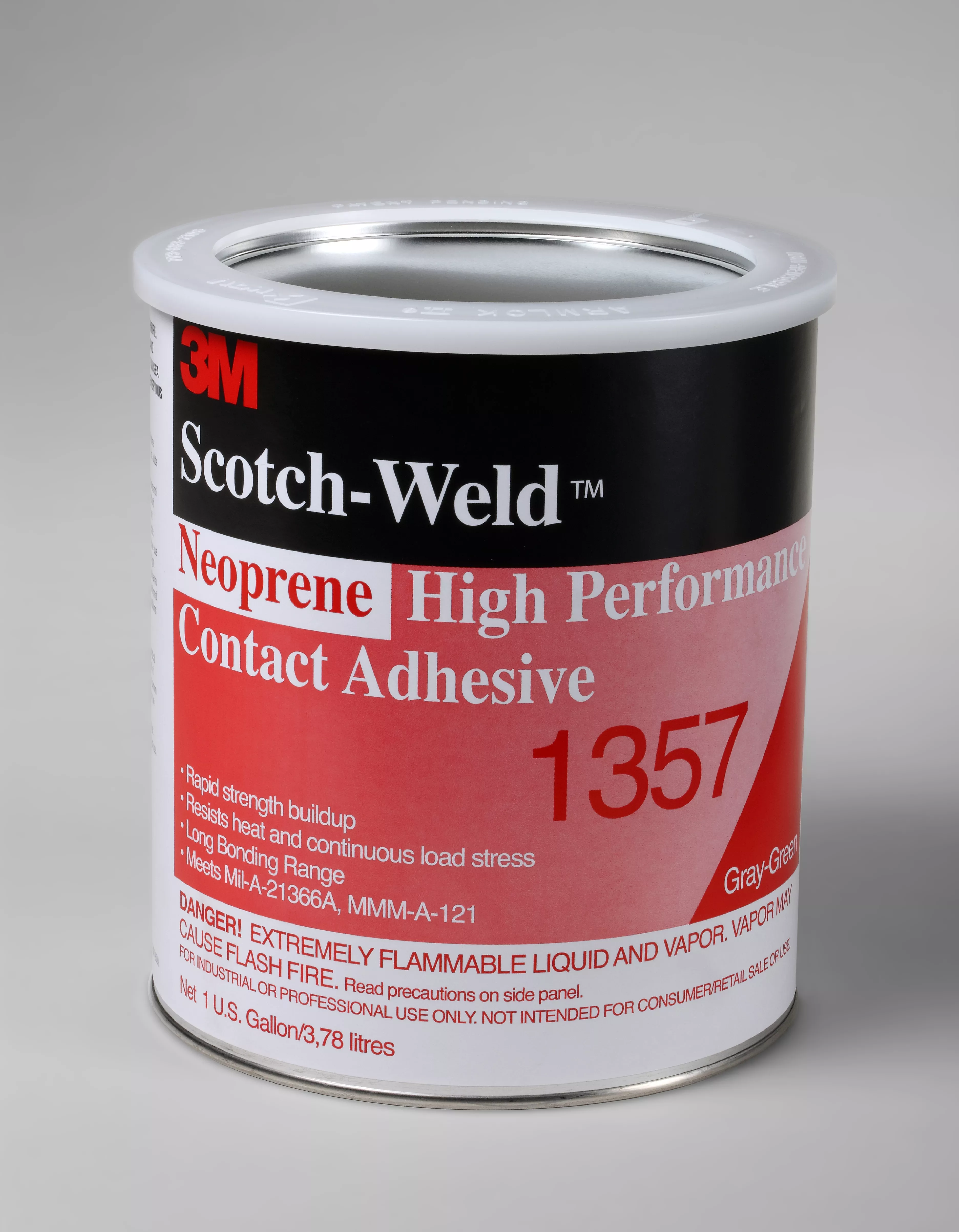 3M™ Neoprene High Performance Contact Adhesive 1357, Gray-Green, 1
Gallon, 4 Can/Case