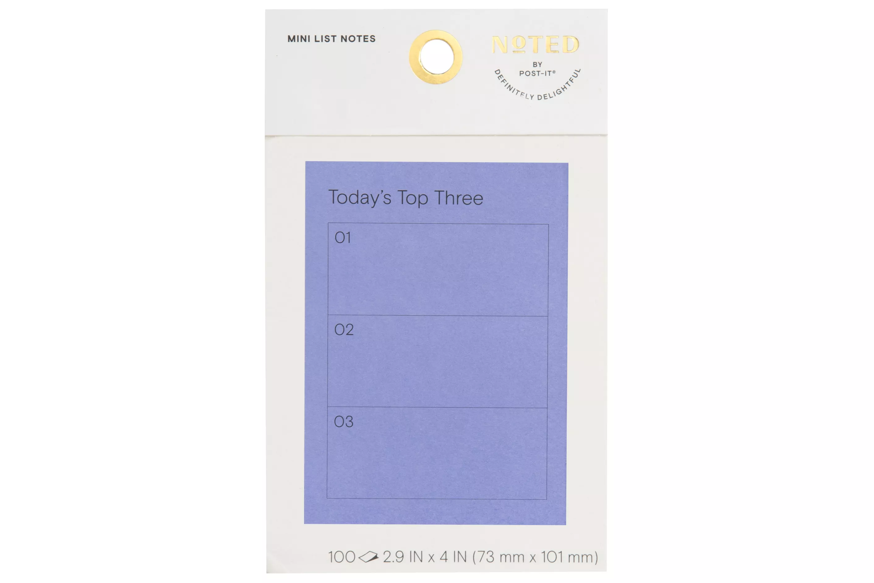 Post-it® Mini List Notes NTD6-34-3, 4 in x 2.9 in (101 mm x 73 mm)