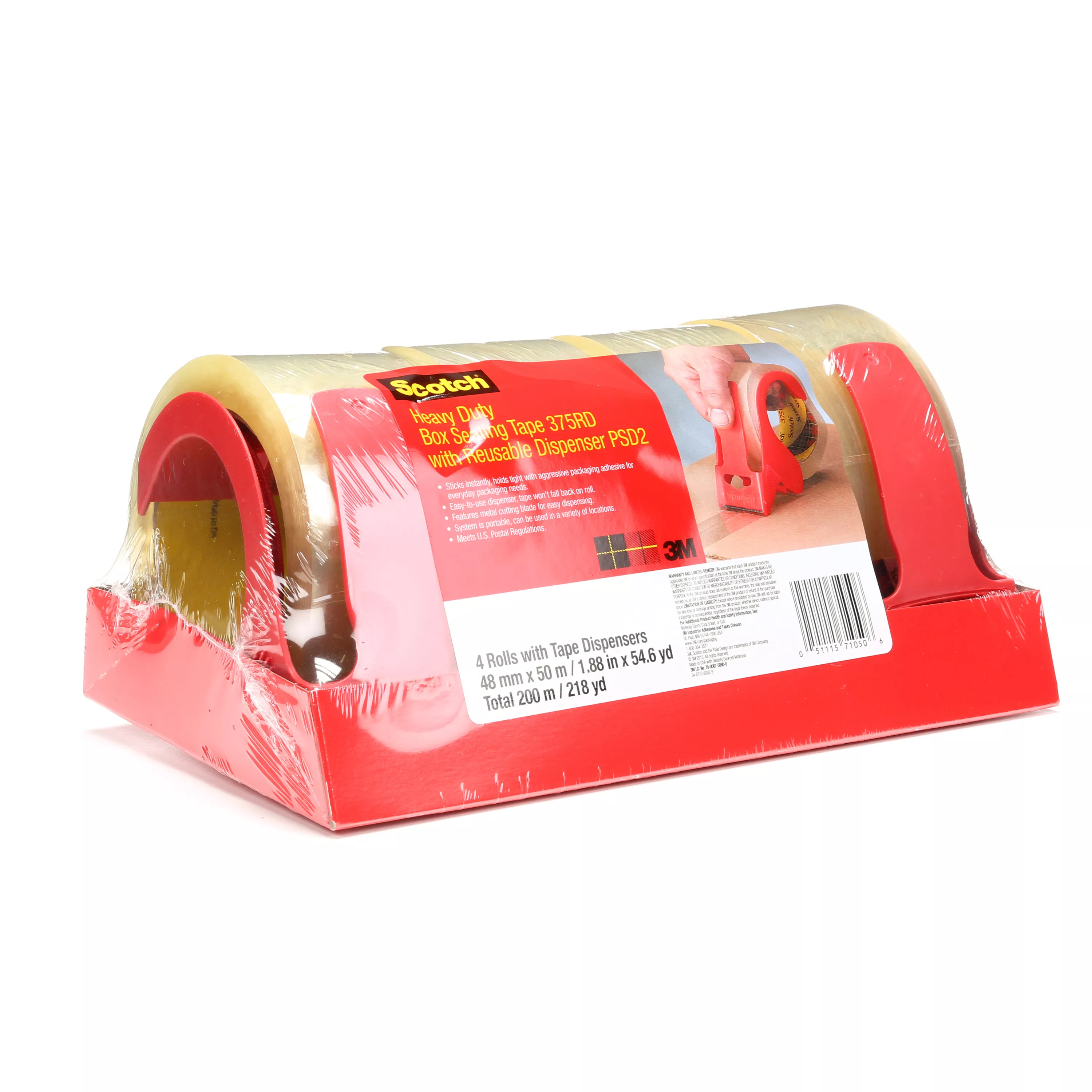 Scotch® Box Sealing Tape with Dispenser PSD2, Clear, 48 mm X 50 m,
24/Case