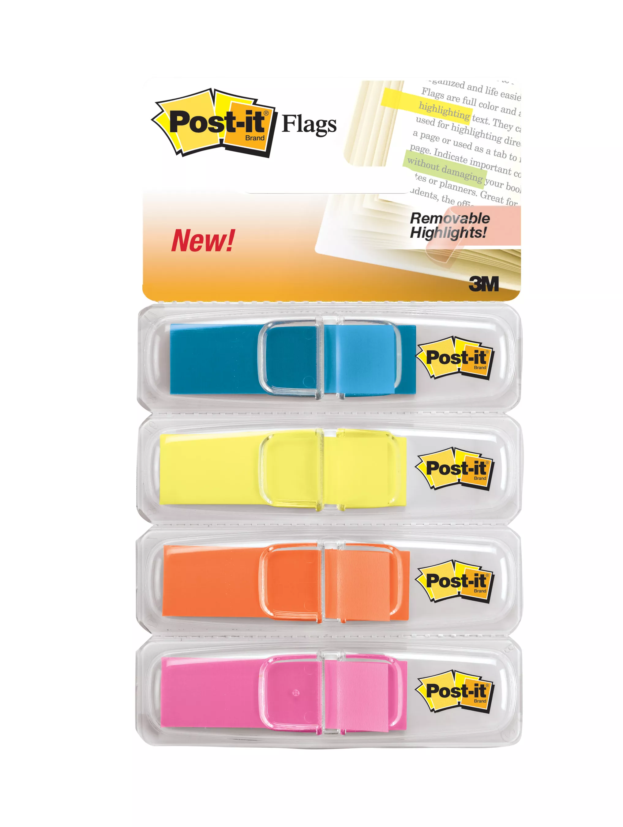 Post-it® Flags 683-4ABX, 4 Colors, 0.47 in x 1.7 in, 6 Pack/Carton, 4 Carton/Case