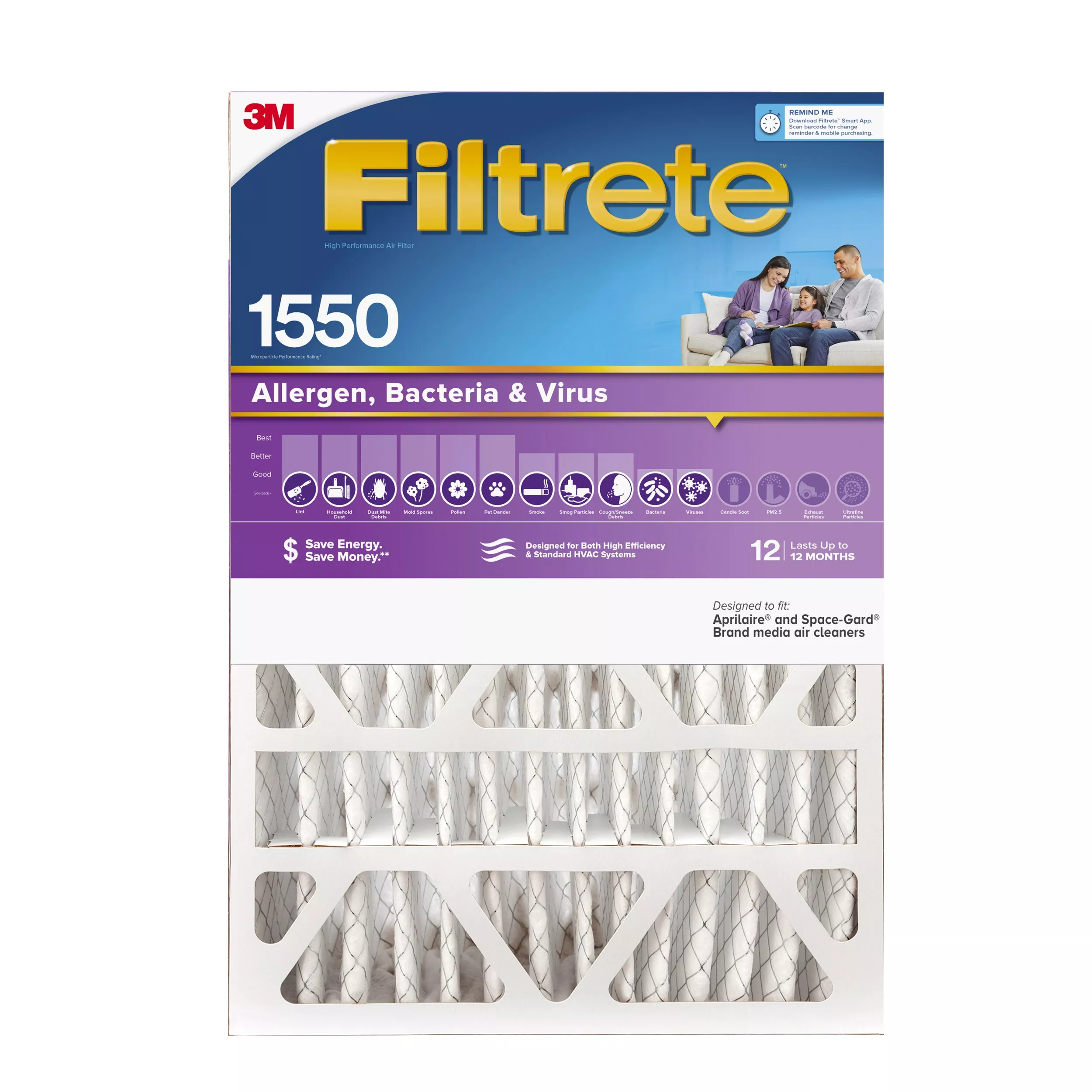 Filtrete™ Ultra Allergen Reduction Deep Pleat Filter NDP03-5IN-2, 20 in x 25 in x 5 in (50.8 cm x 63.5 cm x 12.7 cm)