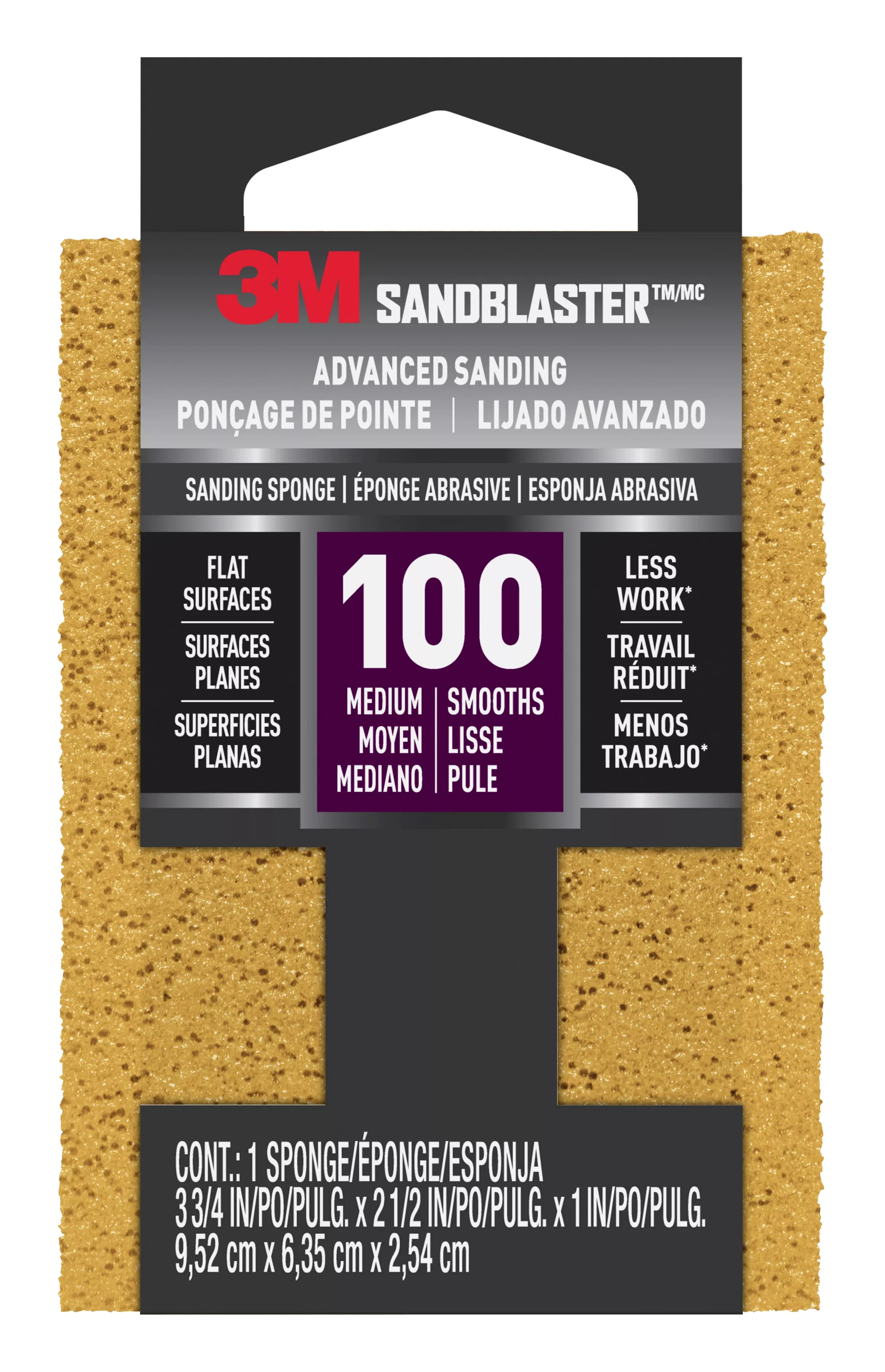 3M™ SandBlaster™ Advanced Sanding Sanding Sponge, 20908-100 ,100 grit, 3
3/4 in x 2 1/2 x 1 in, 1/pk