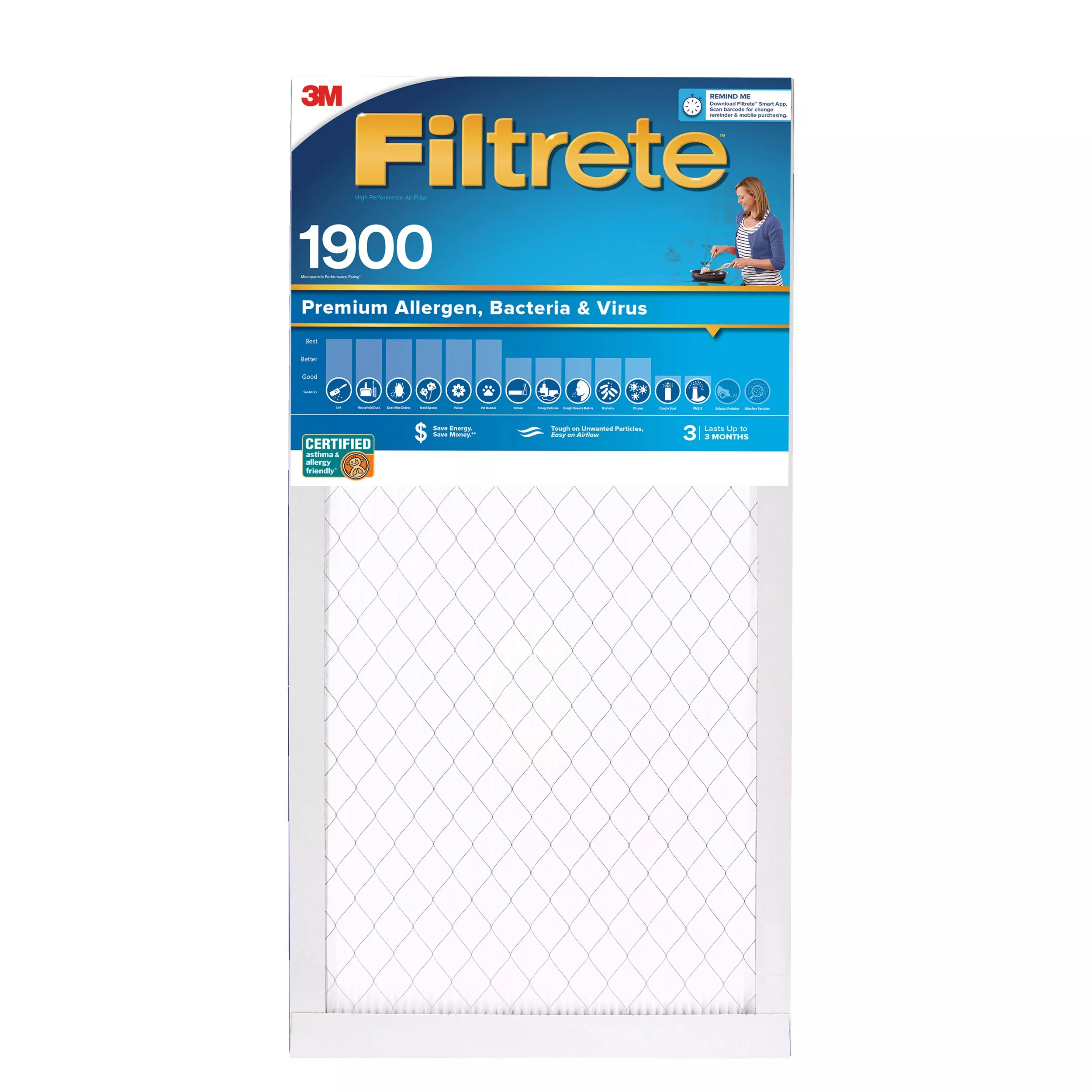 Filtrete™ High Performance Air Filter 1900 MPR UA05-4, 14 in x 20 in x 1 in (35.5 cm x 50.8 cm x 2.5 cm)