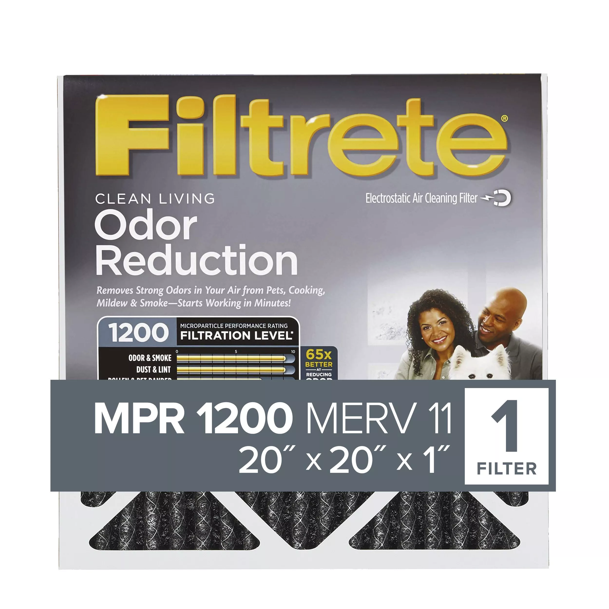 Filtrete™ Home Odor Reduction Filter HOME02-4, 20 in x 20 in x 1 in
(50,8 cm x 50,8 cm x 2,5 cm)