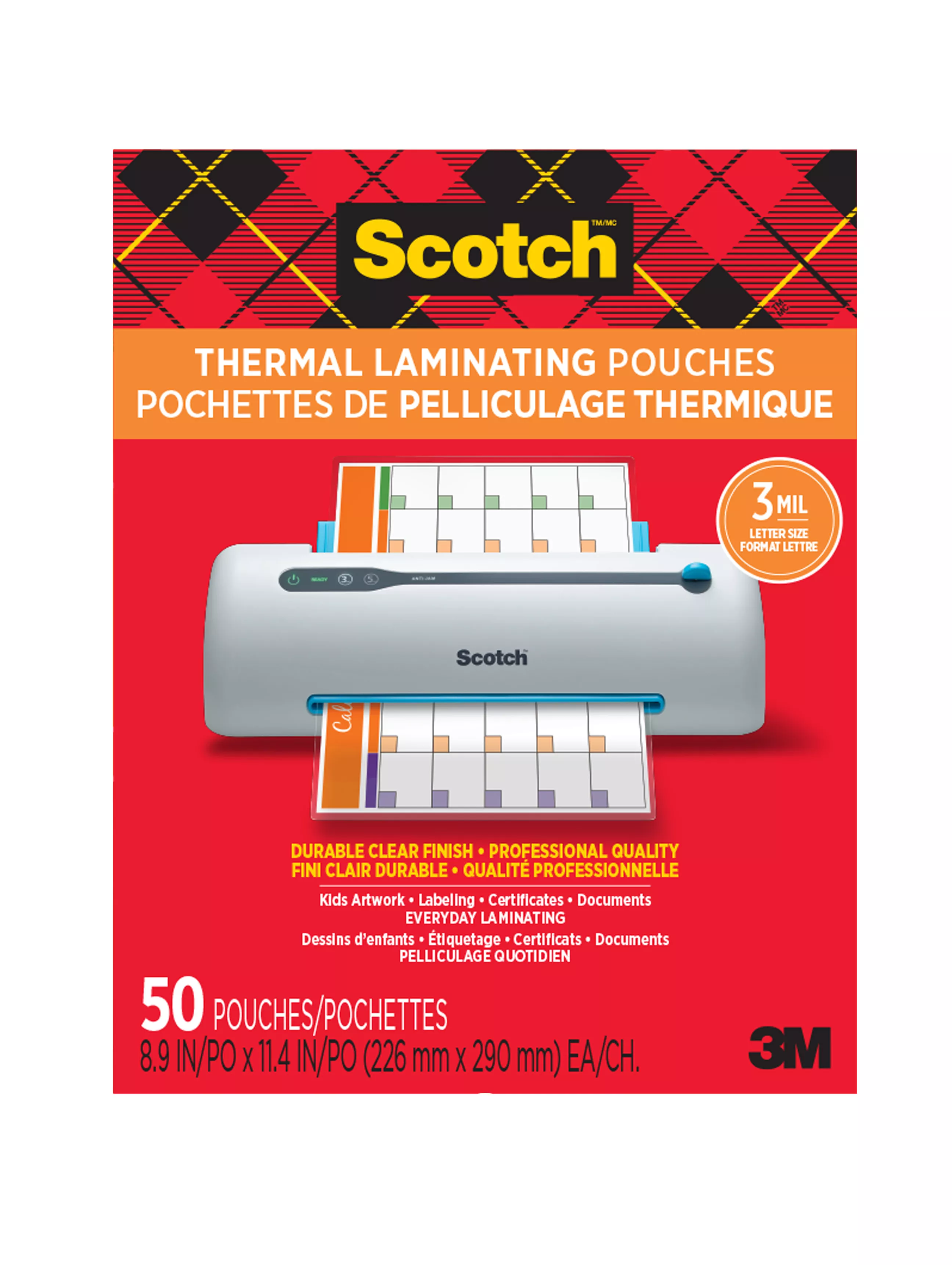 SKU 7100081634 | Scotch™ Thermal Pouches TP3854-50EF