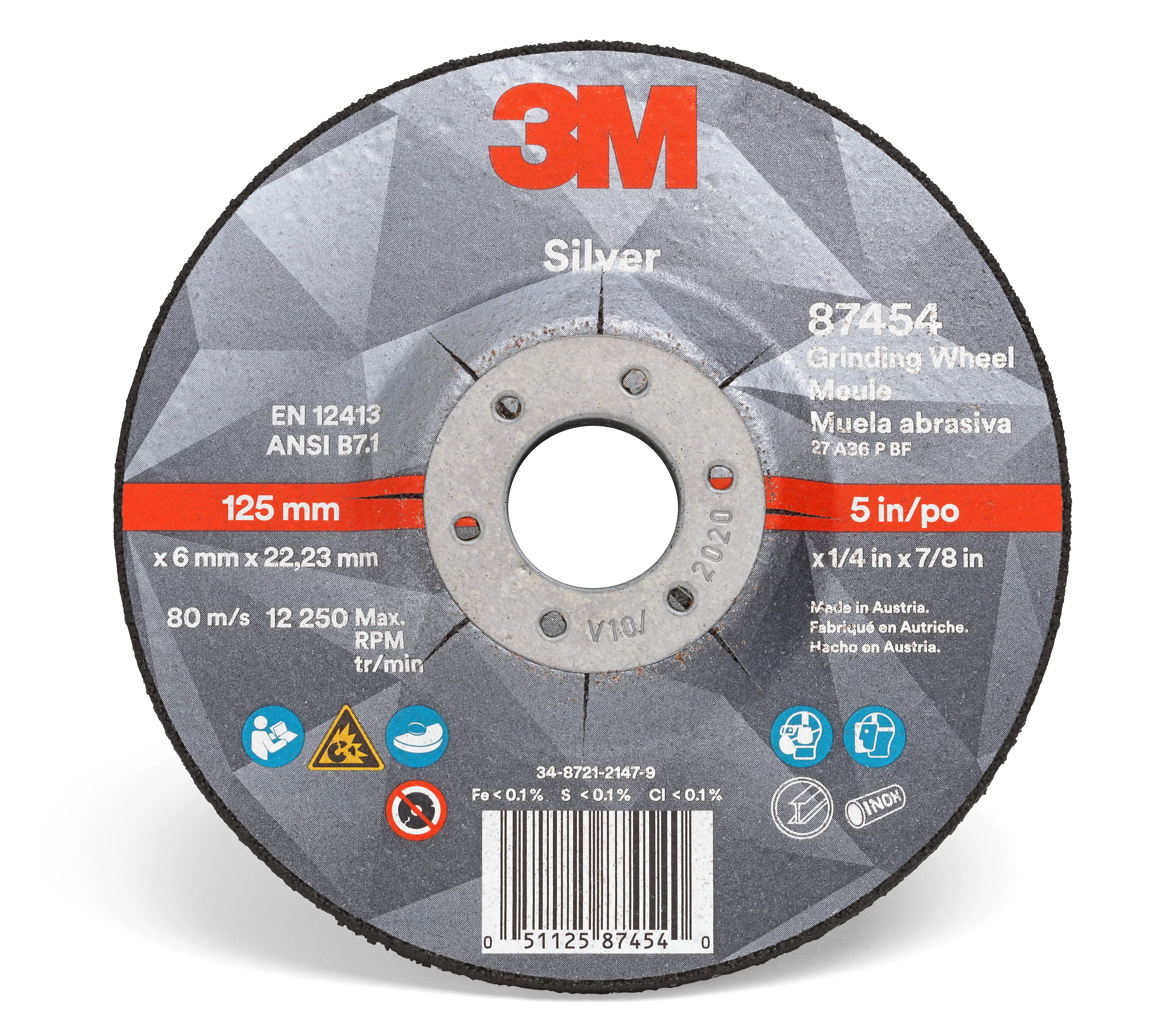 Product Number 87454 | 3M™ Silver Depressed Center Grinding Wheel