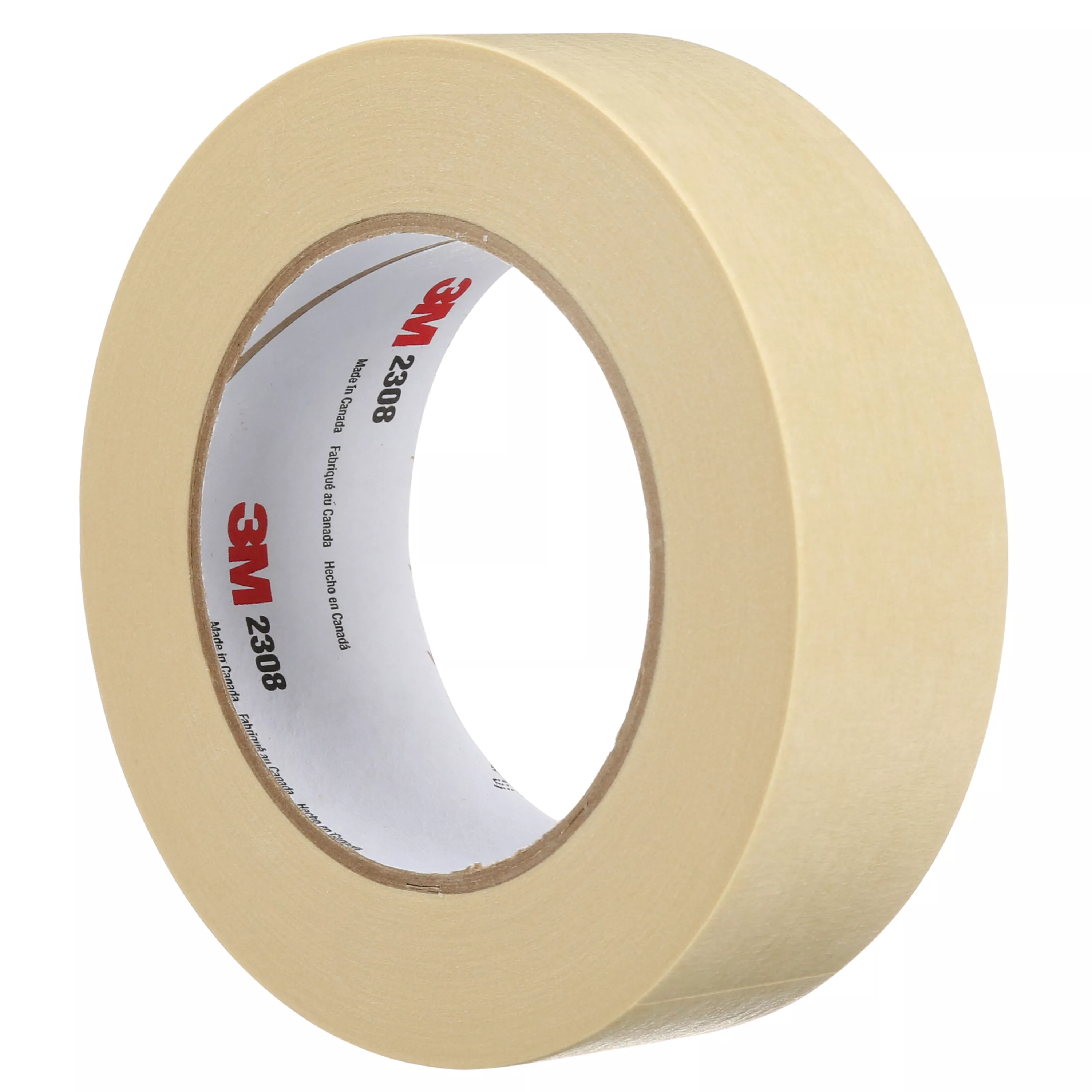 3M™ Masking Tape 2308, Tan, 36 mm x 55 m ,5.3 mil, 24 Roll/Case