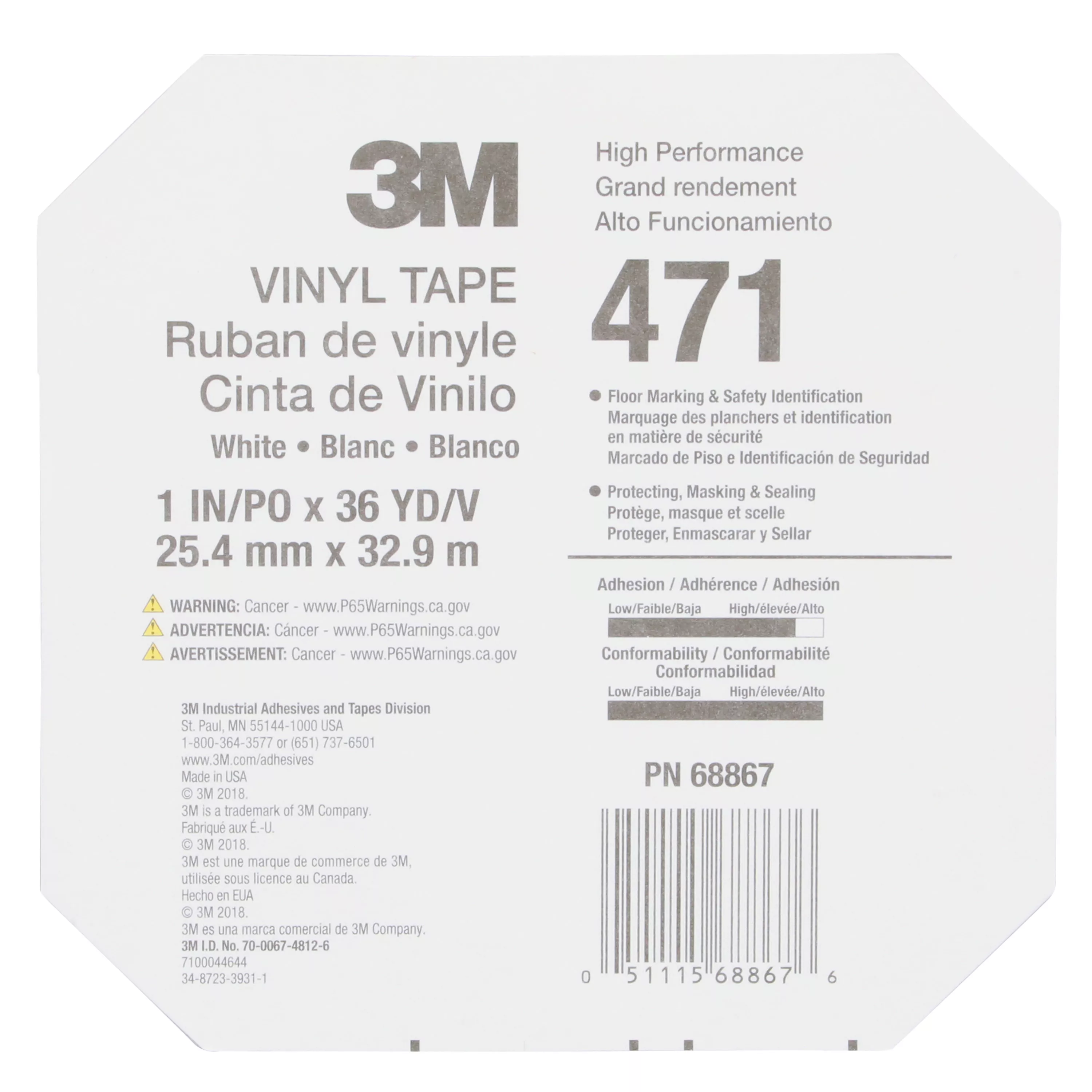 SKU 7100044644 | 3M™ Vinyl Tape 471