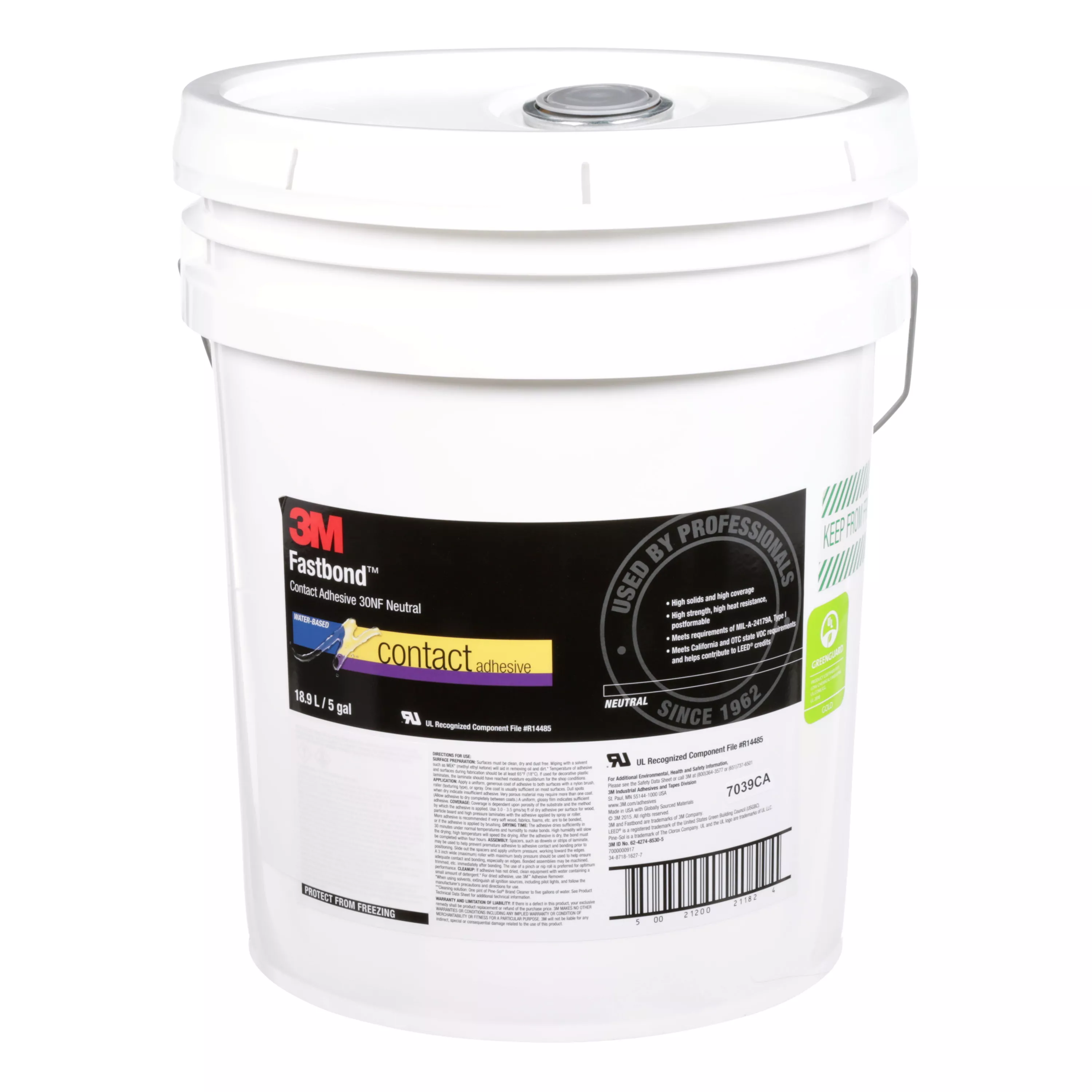 3M™ Fastbond™ Contact Adhesive 30NF, Neutral, 5 Gallon (Pail), 1
Can/Drum