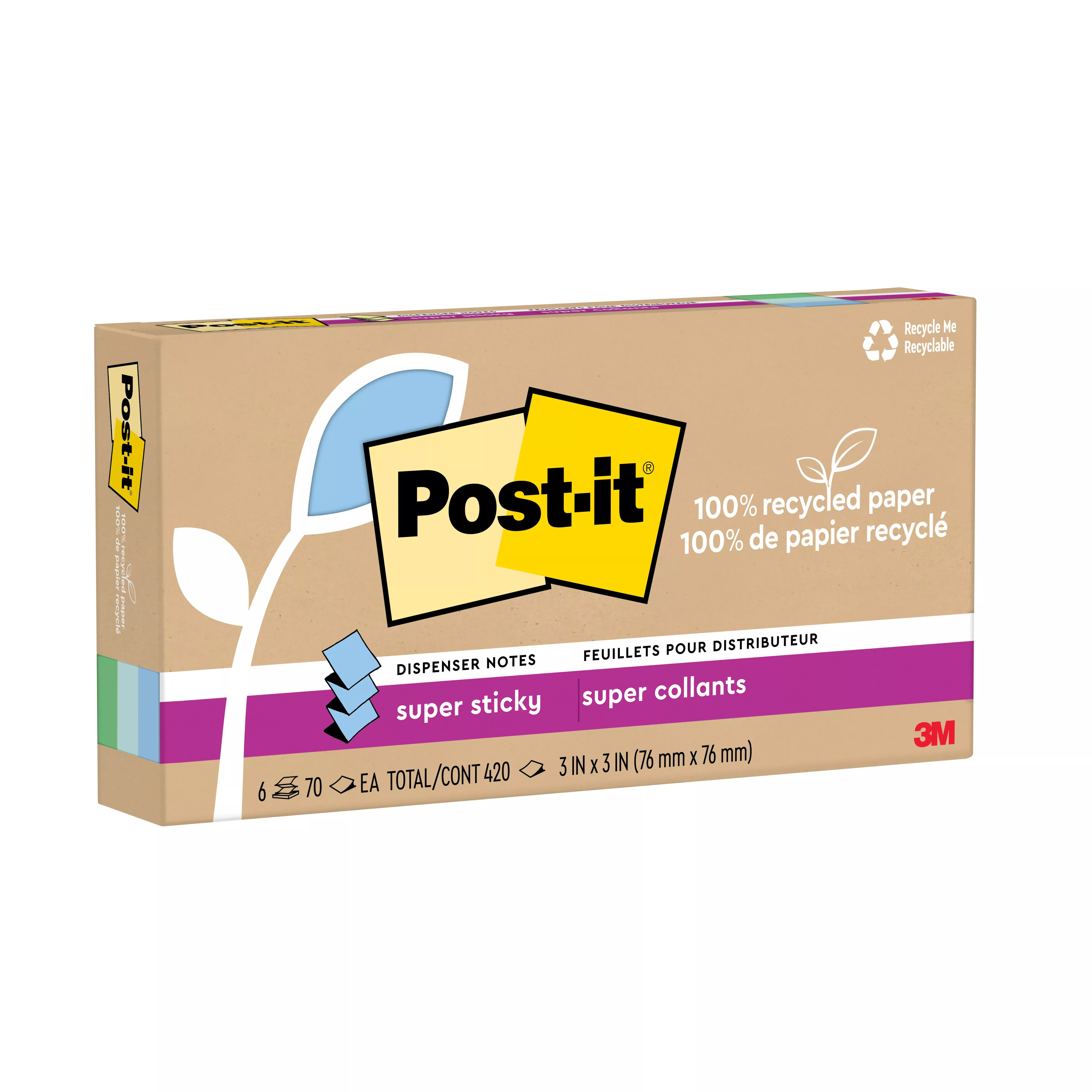 SKU 7100290433 | Post-it® Super Sticky Recycled Pop-up Notes R330R-6SST