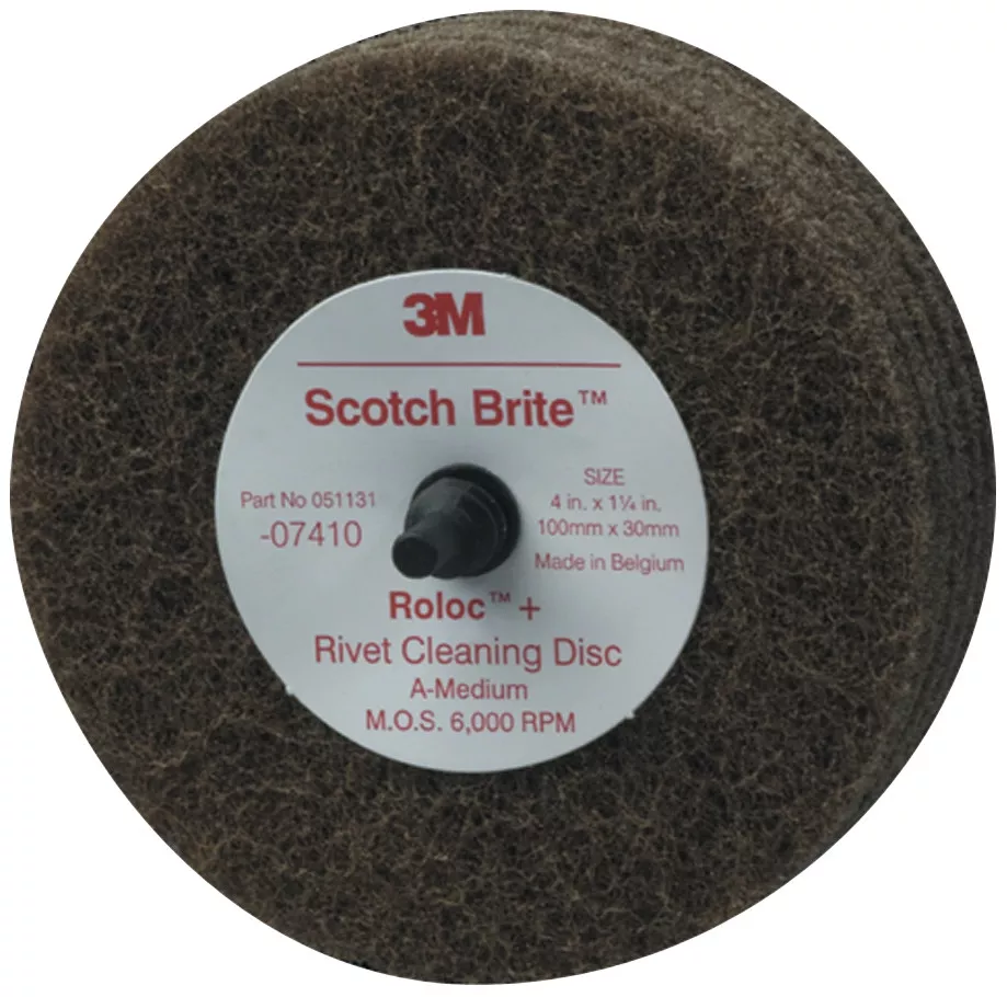 Scotch-Brite™ Rivet Cleaning Disc 07410, 4 in x 1-1/4 in A MED, 10
ea/Case