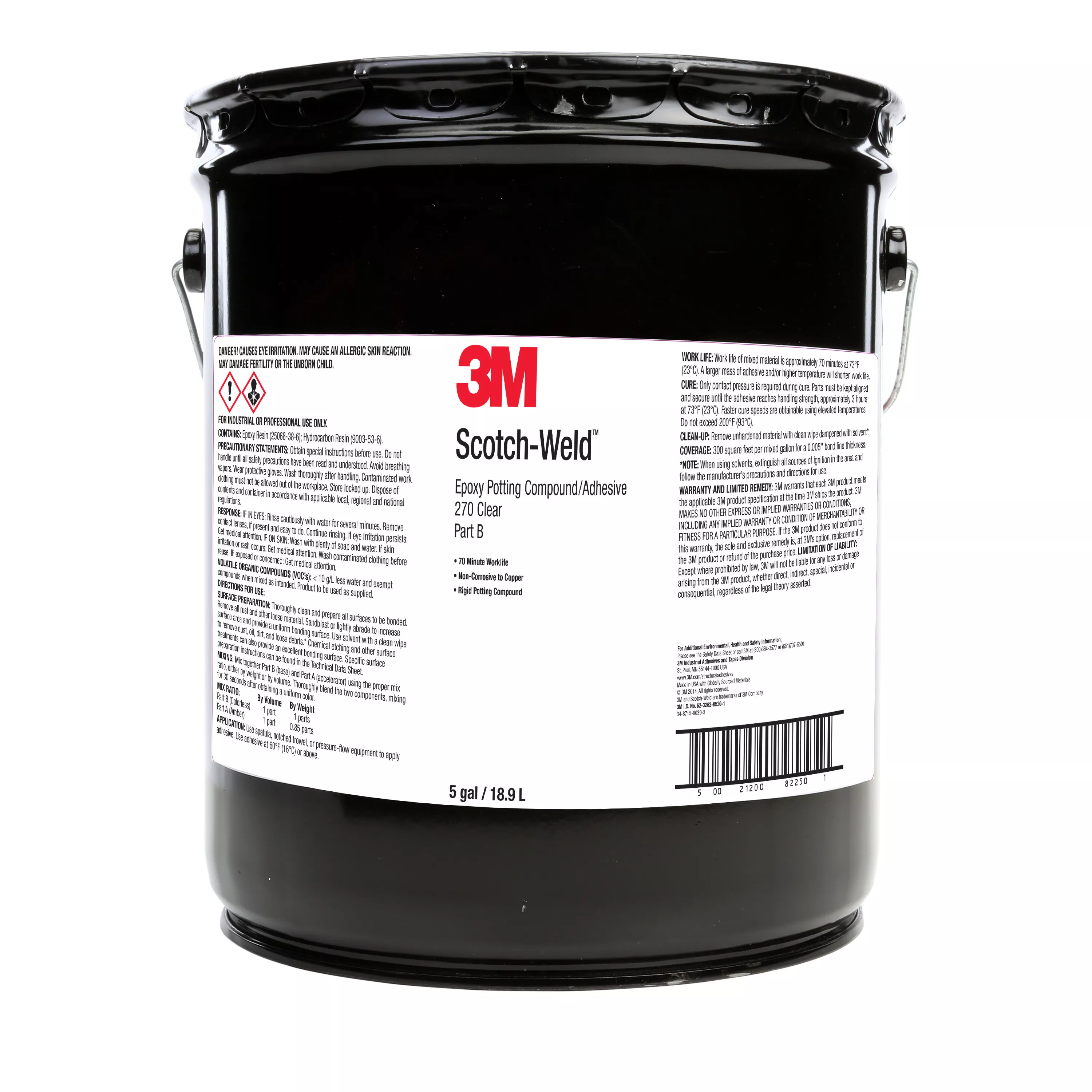 3M™ Scotch-Weld™ Epoxy Potting Compound 270, Clear, Part B, 5 Gallon
(Pail), 1 Can/Drum