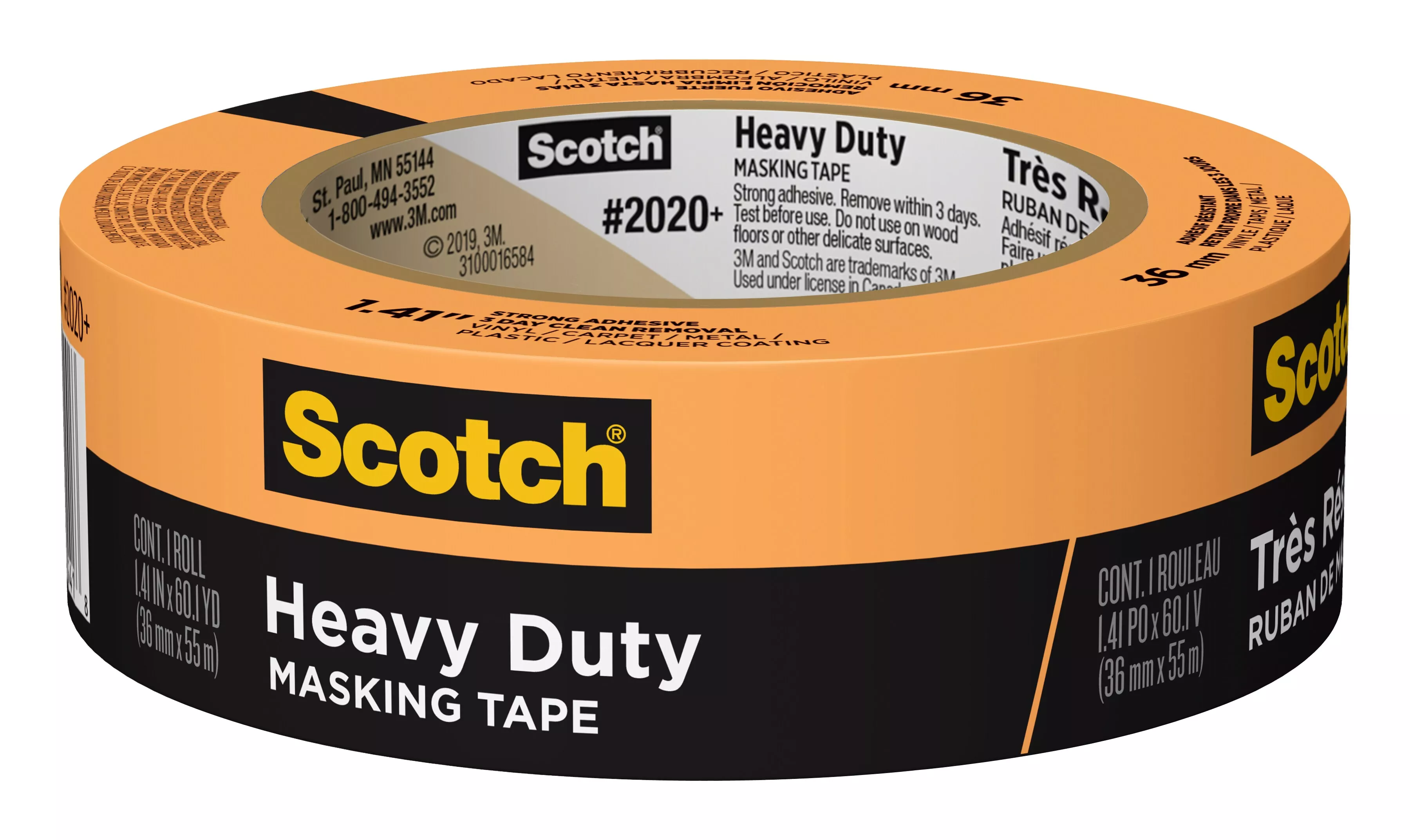 Scotch® Heavy Duty Masking Tape 2020+-36AP, 1.41 in x 60.1 yd (36mm x
55m)