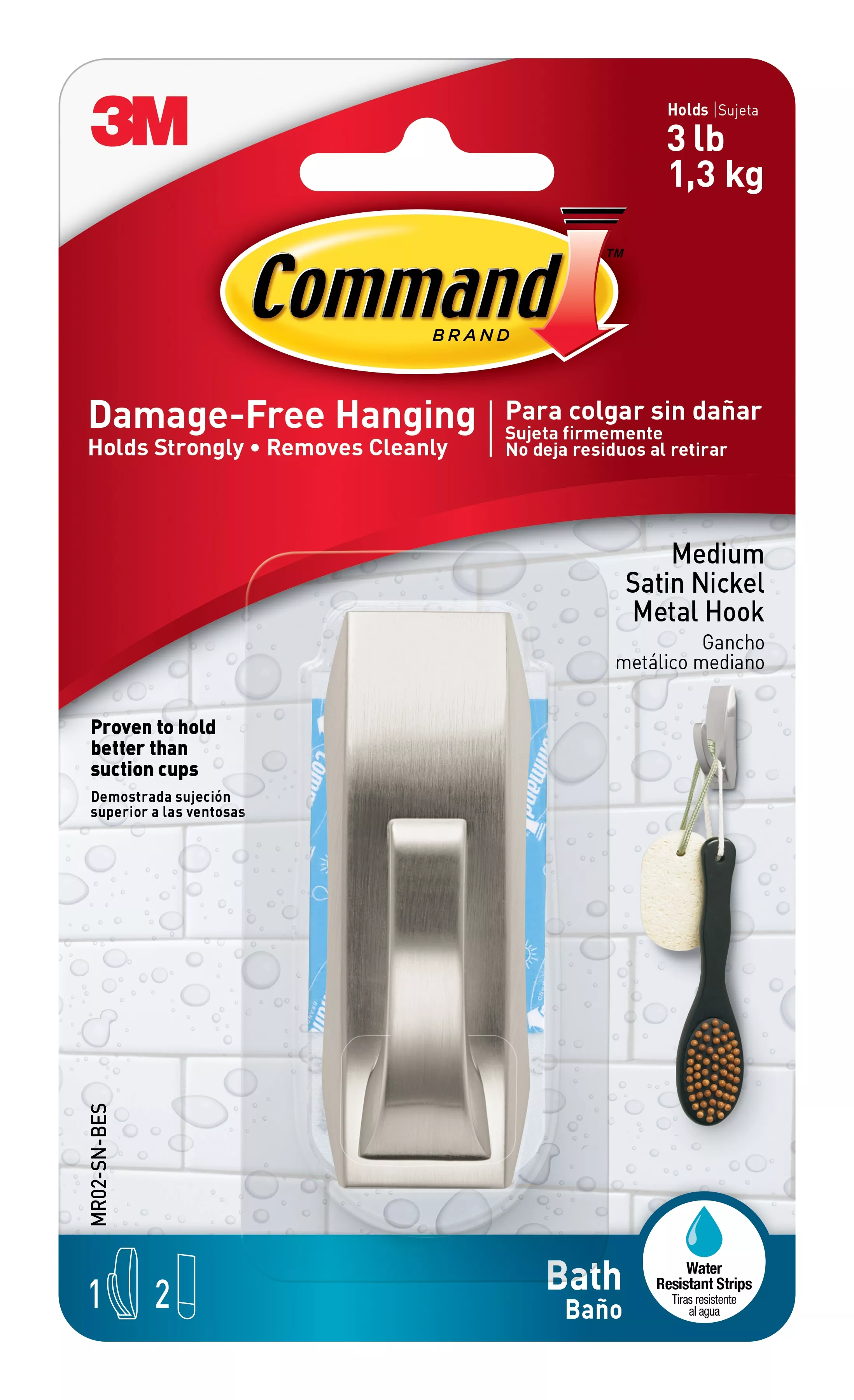 Command™ Modern Reflections Medium Hook with Water-Resistant Strips
MR02-SN-BES