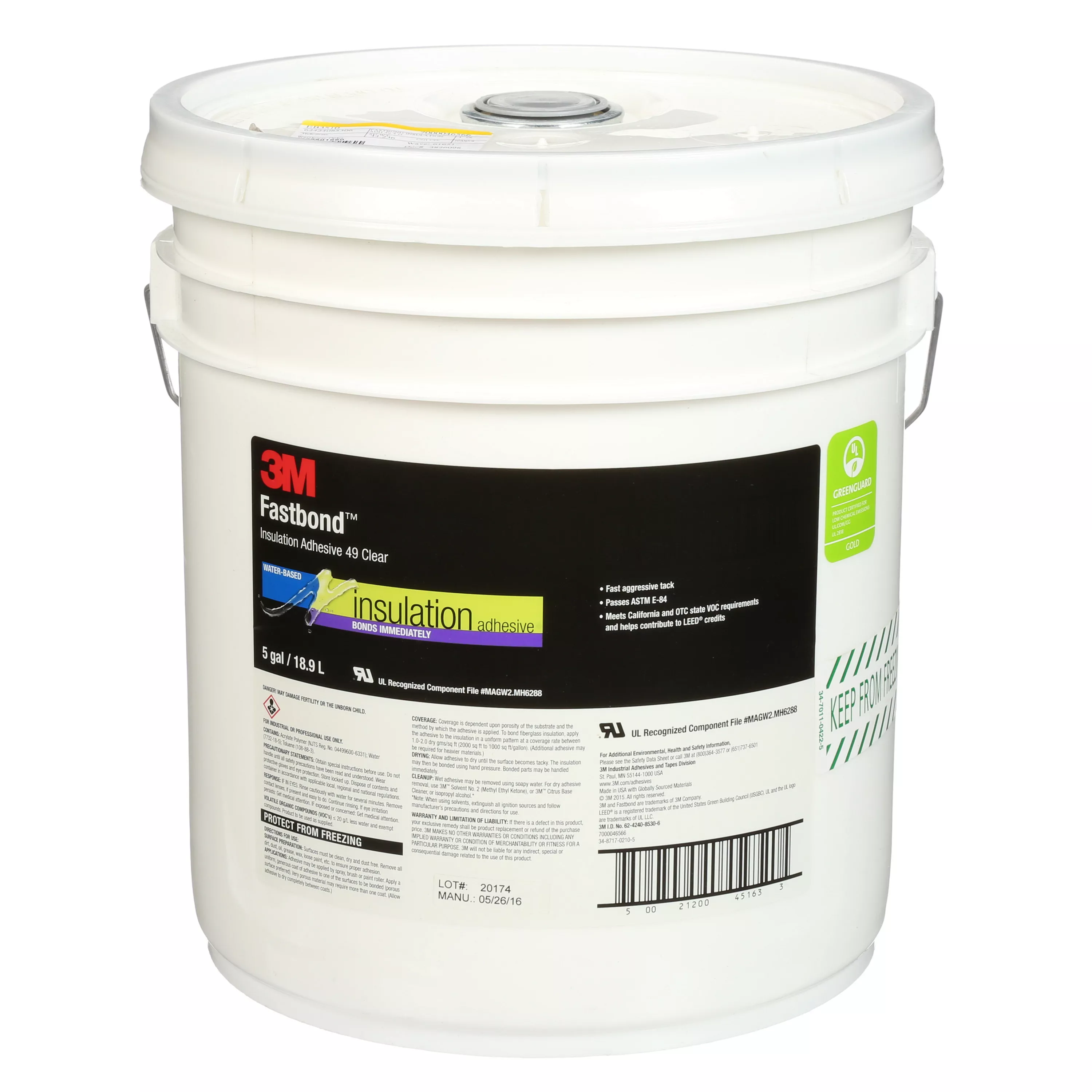 3M™ Fastbond™ Insulation Adhesive 49, Clear, 5 Gallon, 1 Can/Drum