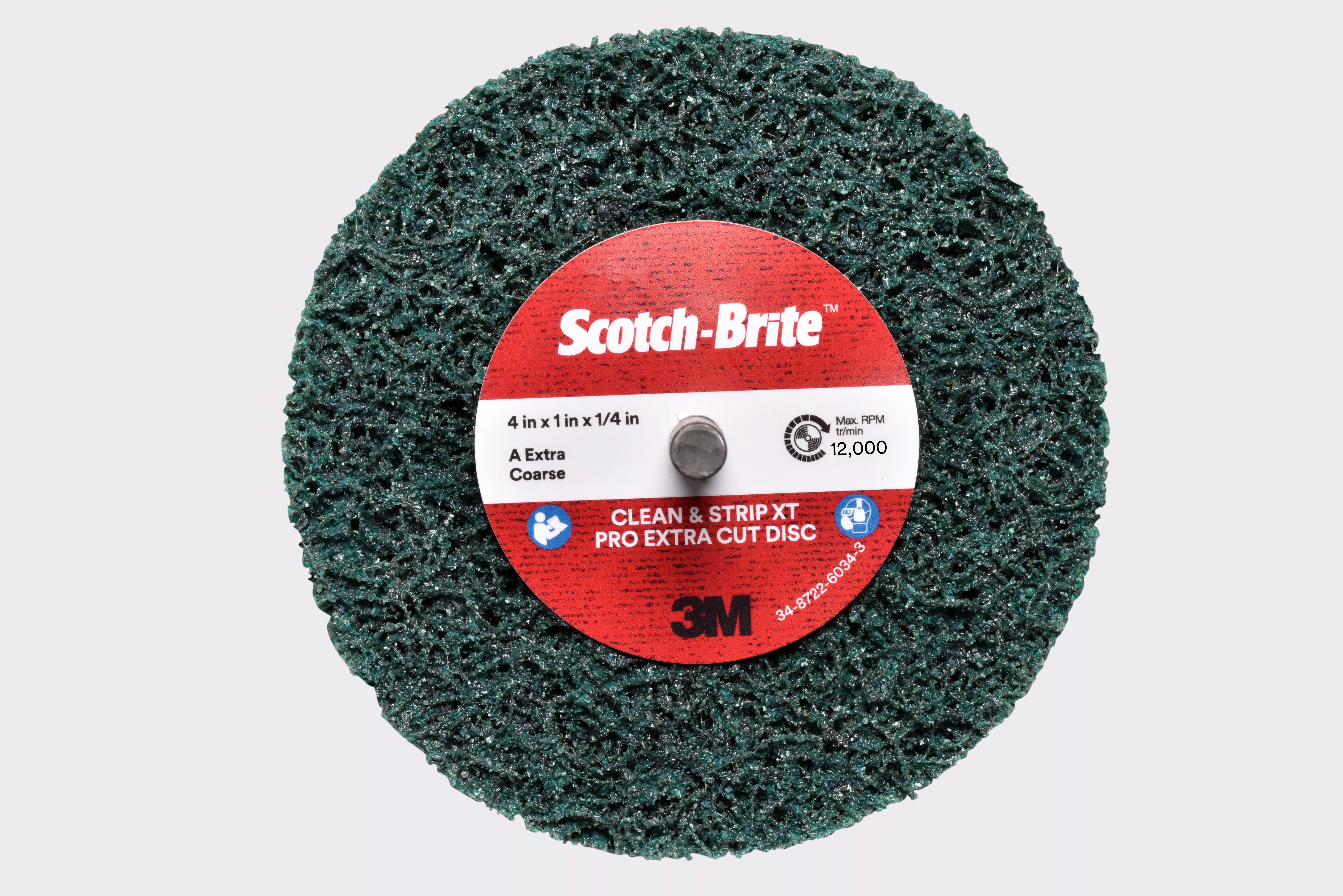 Scotch-Brite™ Clean and Strip XT Pro Extra Cut Disc, XC-DC, A/O XCRS,
Green, 4 in x 1 in x 1/4 in, 2 Ply Shaft Mount, 10 ea/Case