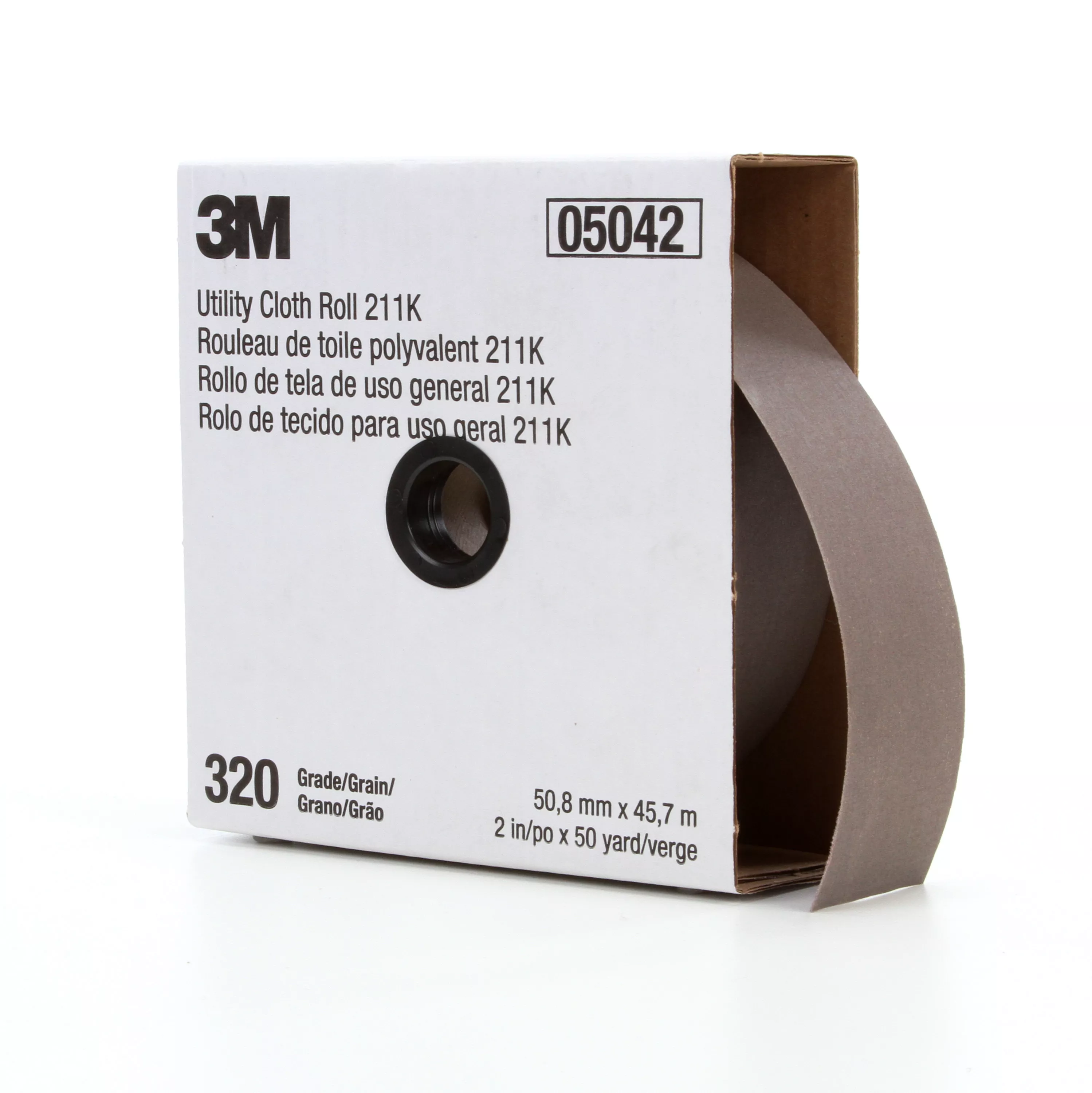 3M™ Utility Cloth Roll 211K, 320 J-weight, 1 in x 50 yd, Full-flex, 5
ea/Case