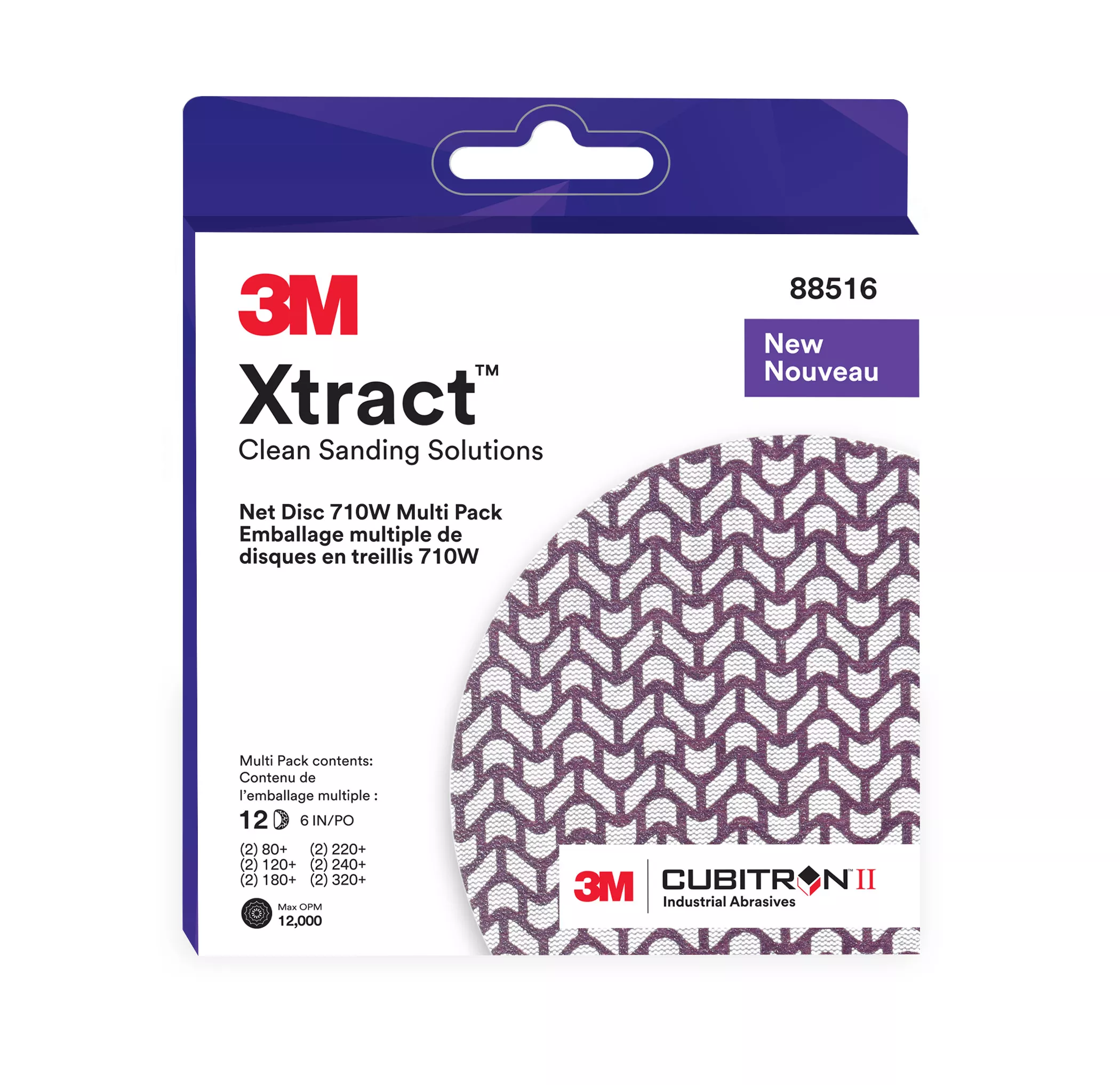 3M Xtract™ Cubitron™ II Net Disc 710W, Multi-Grade, 6 in x NH, Die 600Z, 20 ea/Case, Multi-pack