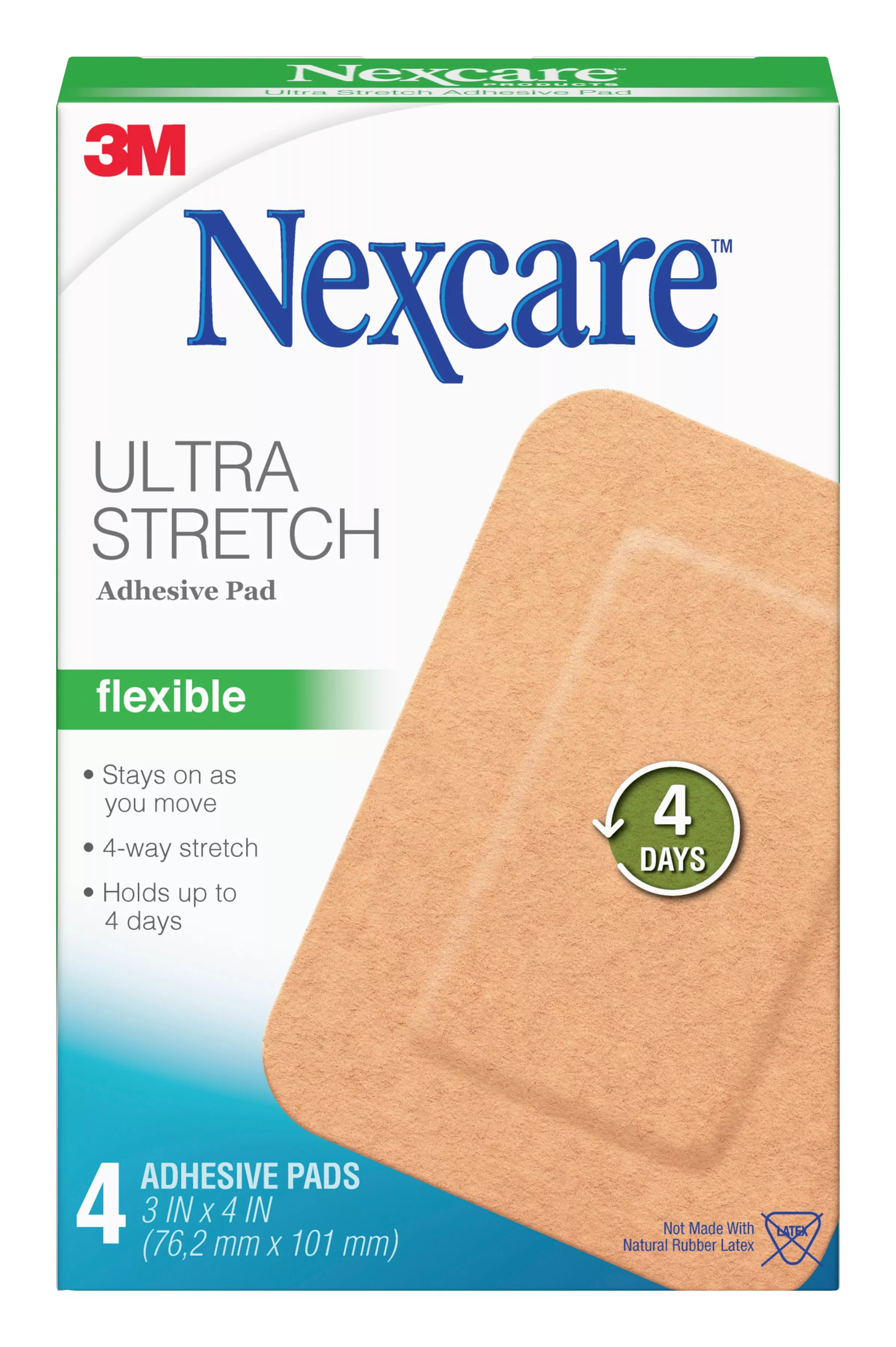 Nexcare™ Ultra Stretch Adhesive Pad SFP34, 3 in x 4 in