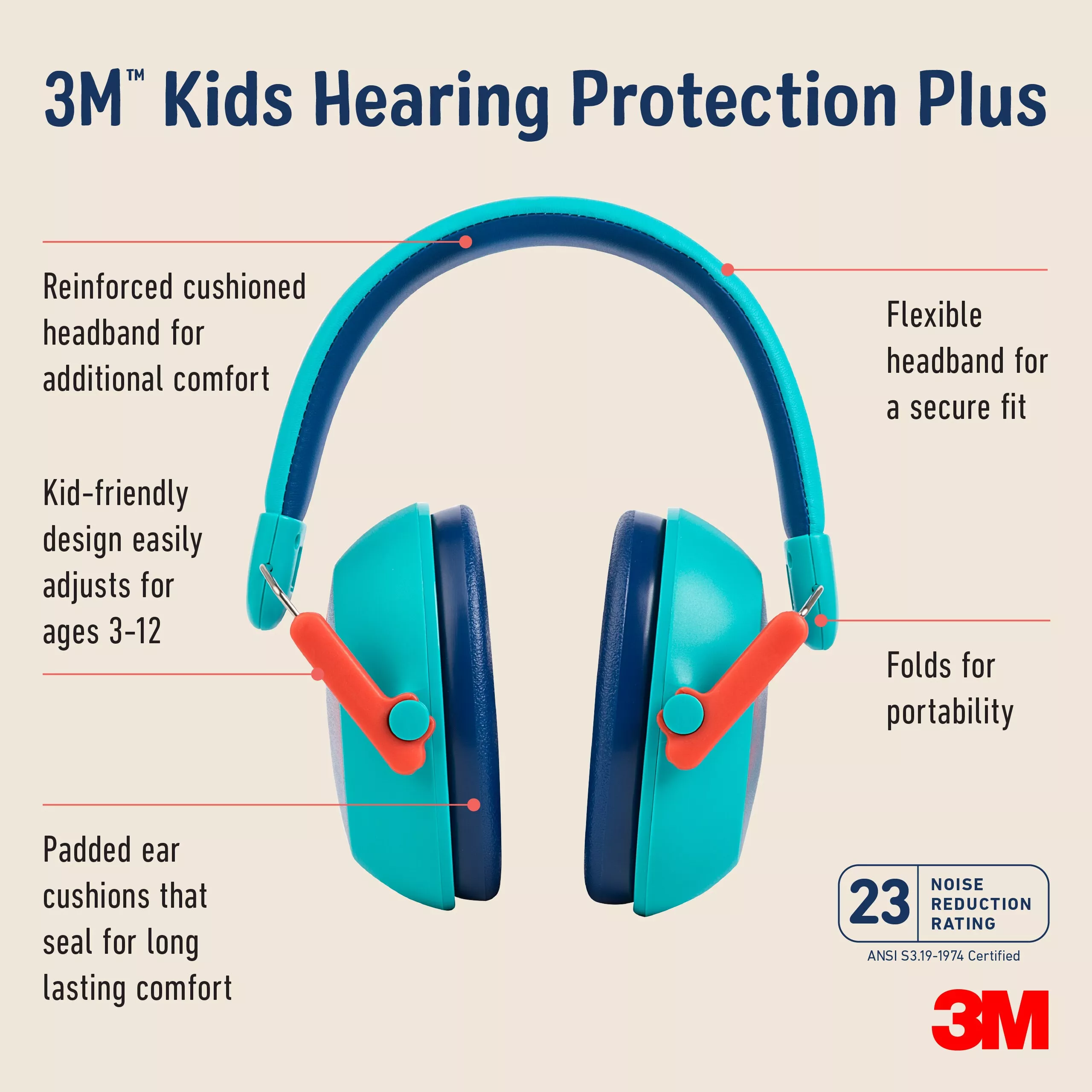 SKU 7100219665 | 3M™ Kids Hearing Protection Plus PKIDSP-TEAL