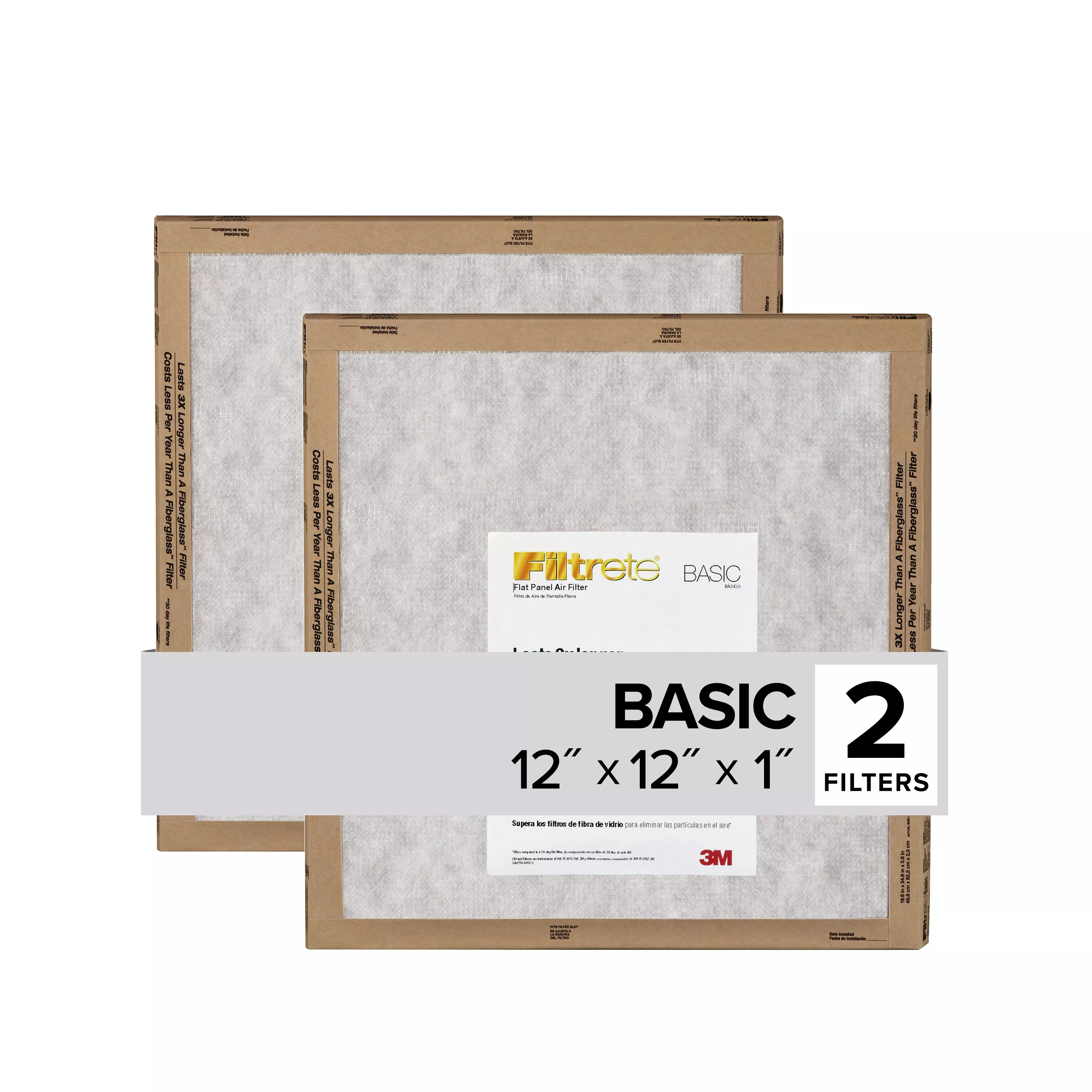 Filtrete™ Flat Panel Air FIlter FPL10-2PK-24, 12 in x 12 in x 1 in (30.4 cm x 30.4 cm x 2.5 cm)