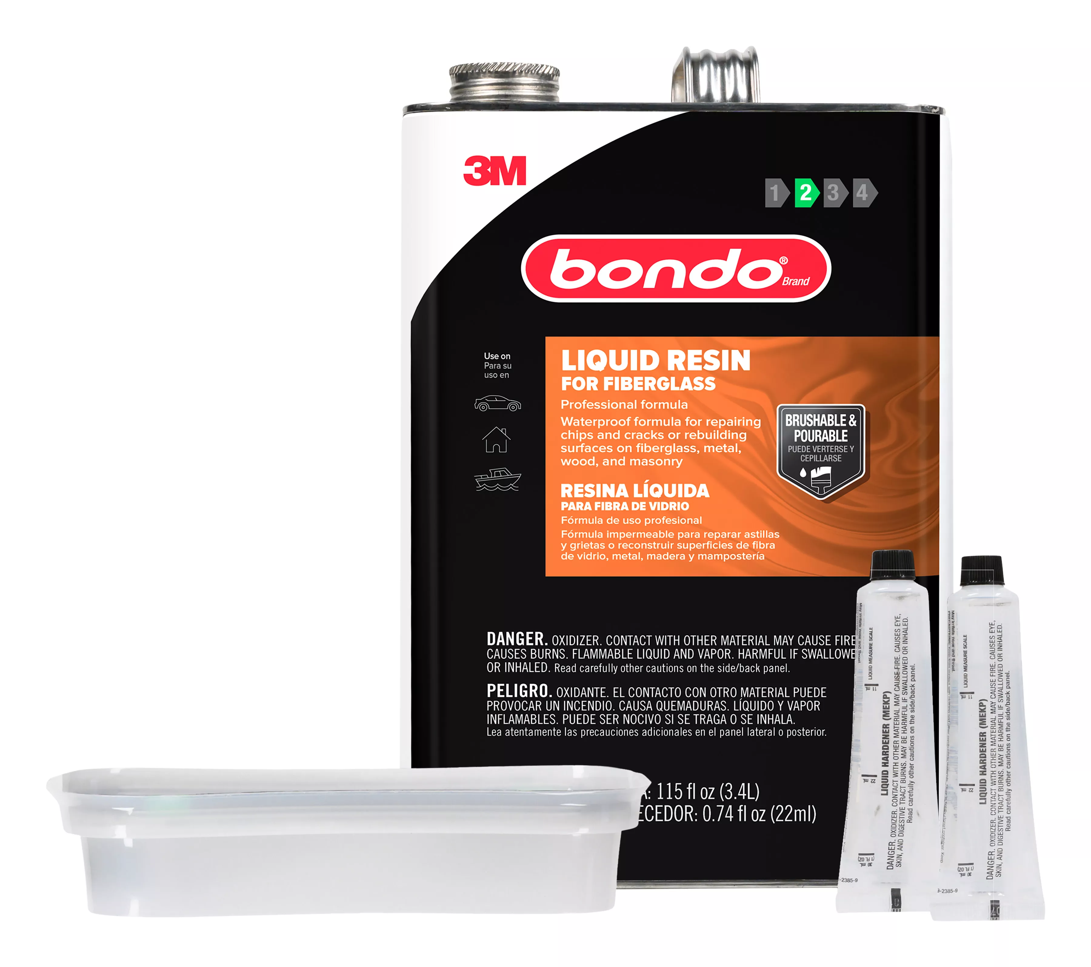 Bondo® Fiberglass Resin, 00404, 0.9 Gallon, 4 per case