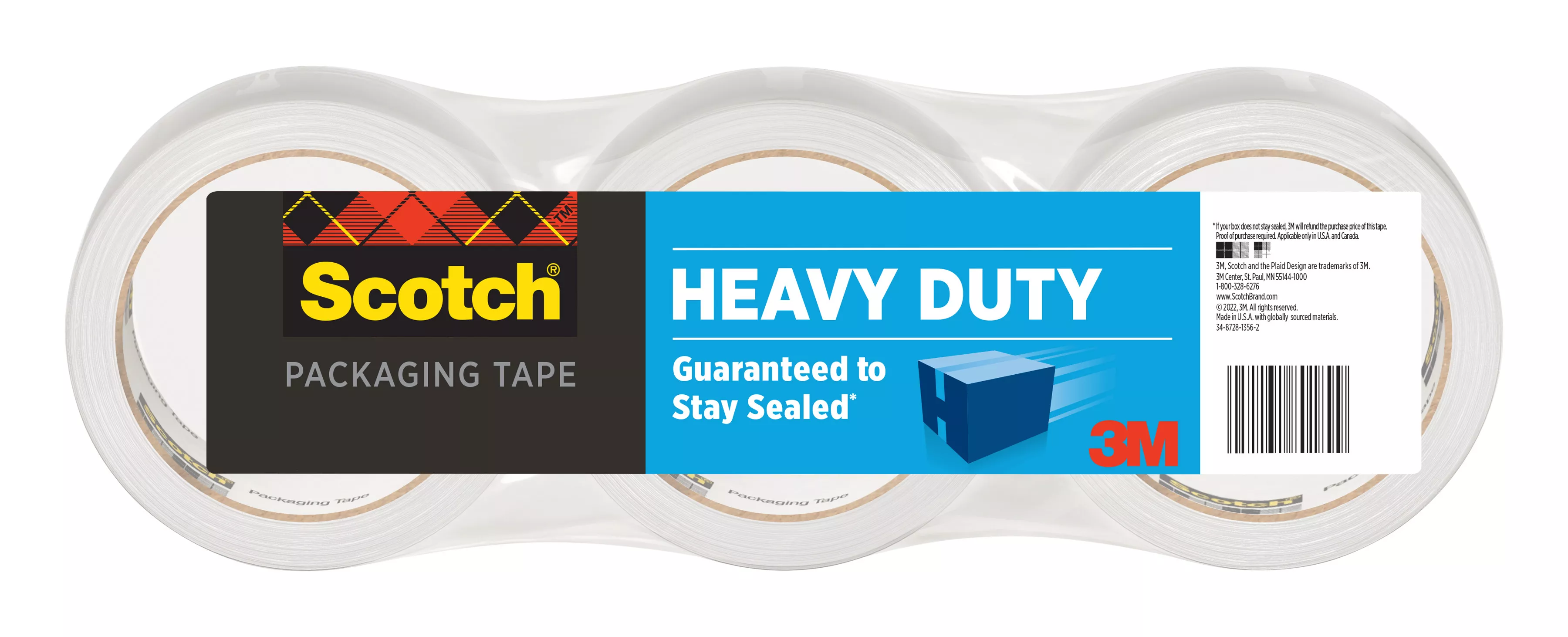 Scotch® Heavy Duty Shipping Packaging Tape, 3850-40-6, 1.88 in x 43.7 yd
(48 mm x 40 m) 3 Pack
