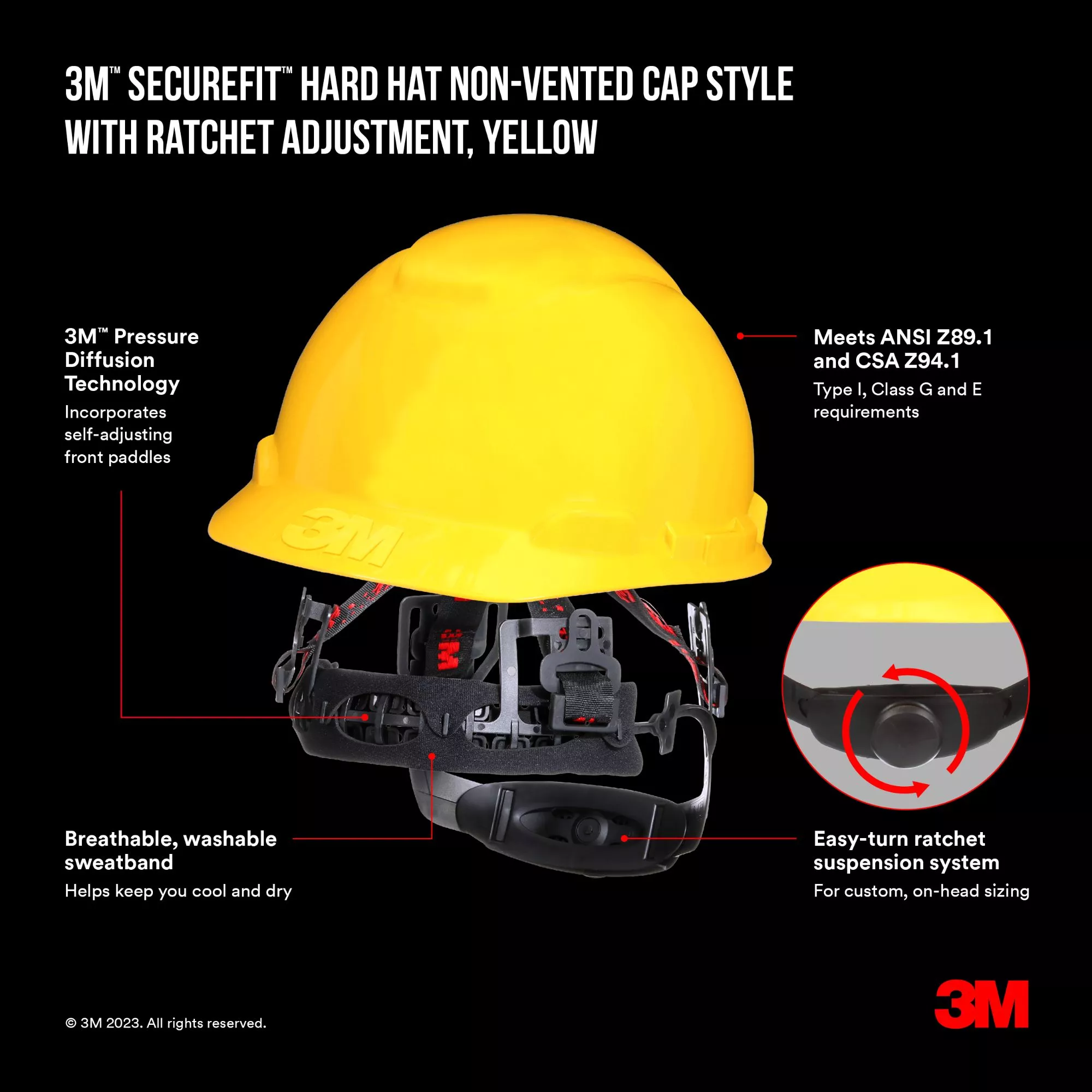 SKU 7100292393 | 3M™ SecureFit™ Hard Hat CHH-R-Y6-SL