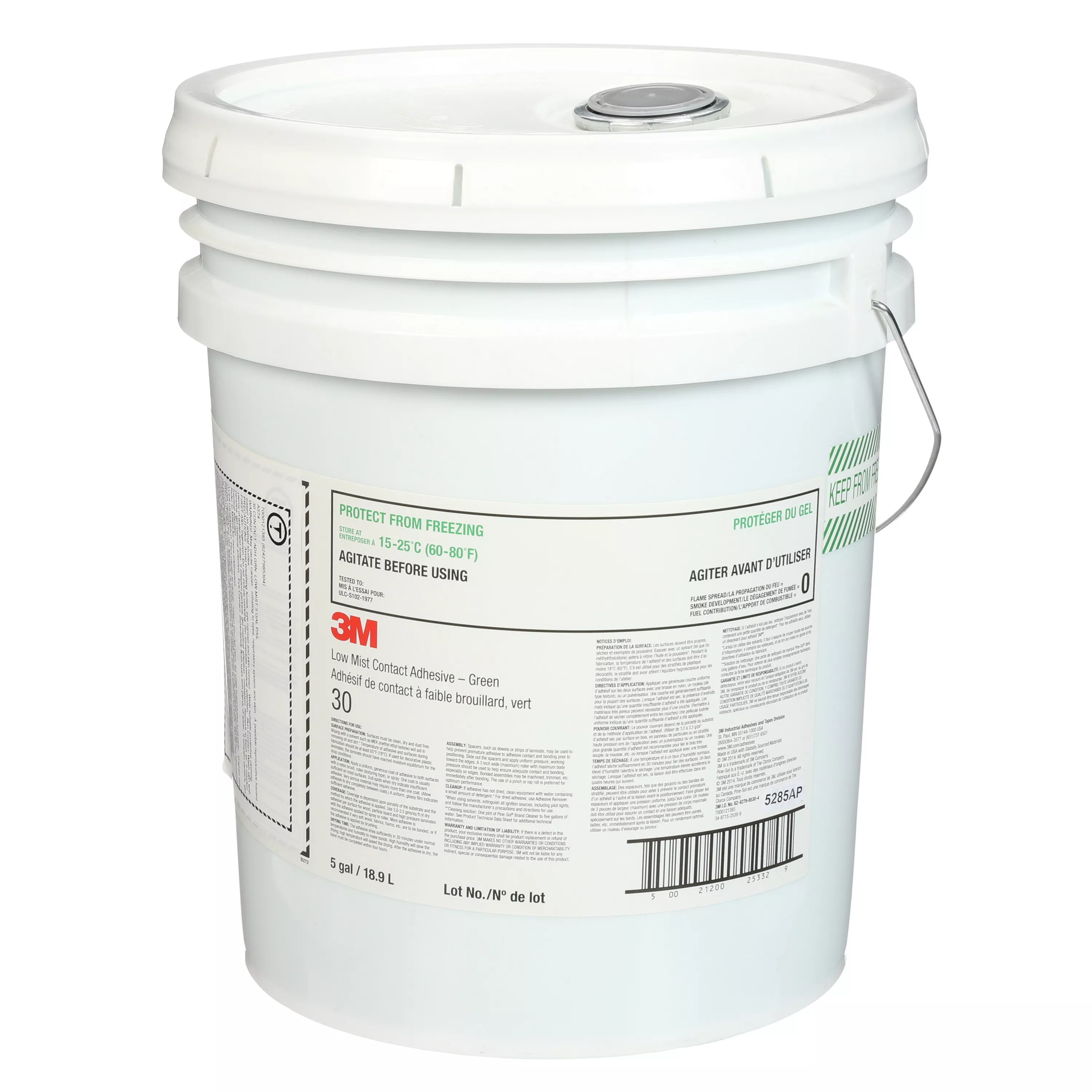 3M™ Low Mist Contact Adhesive, Green, 5 Gallon (Pail), 1 Can/Drum