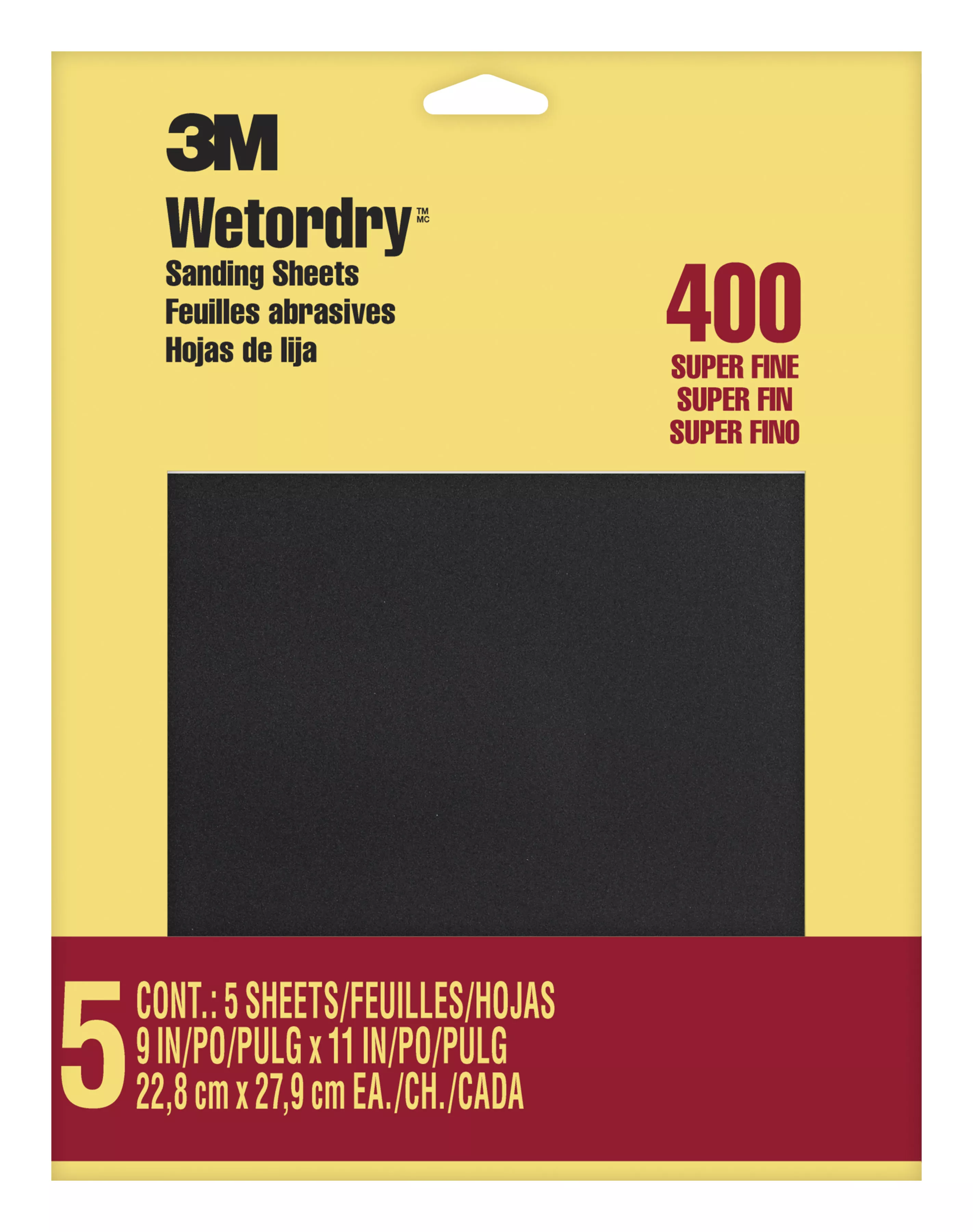 3M™ Wetordry™ Sanding Sheets 9085NA, 9 in x 11 in, 400 grit, 5 sheets/pk, 10 pks/inner, 50 pks/cs