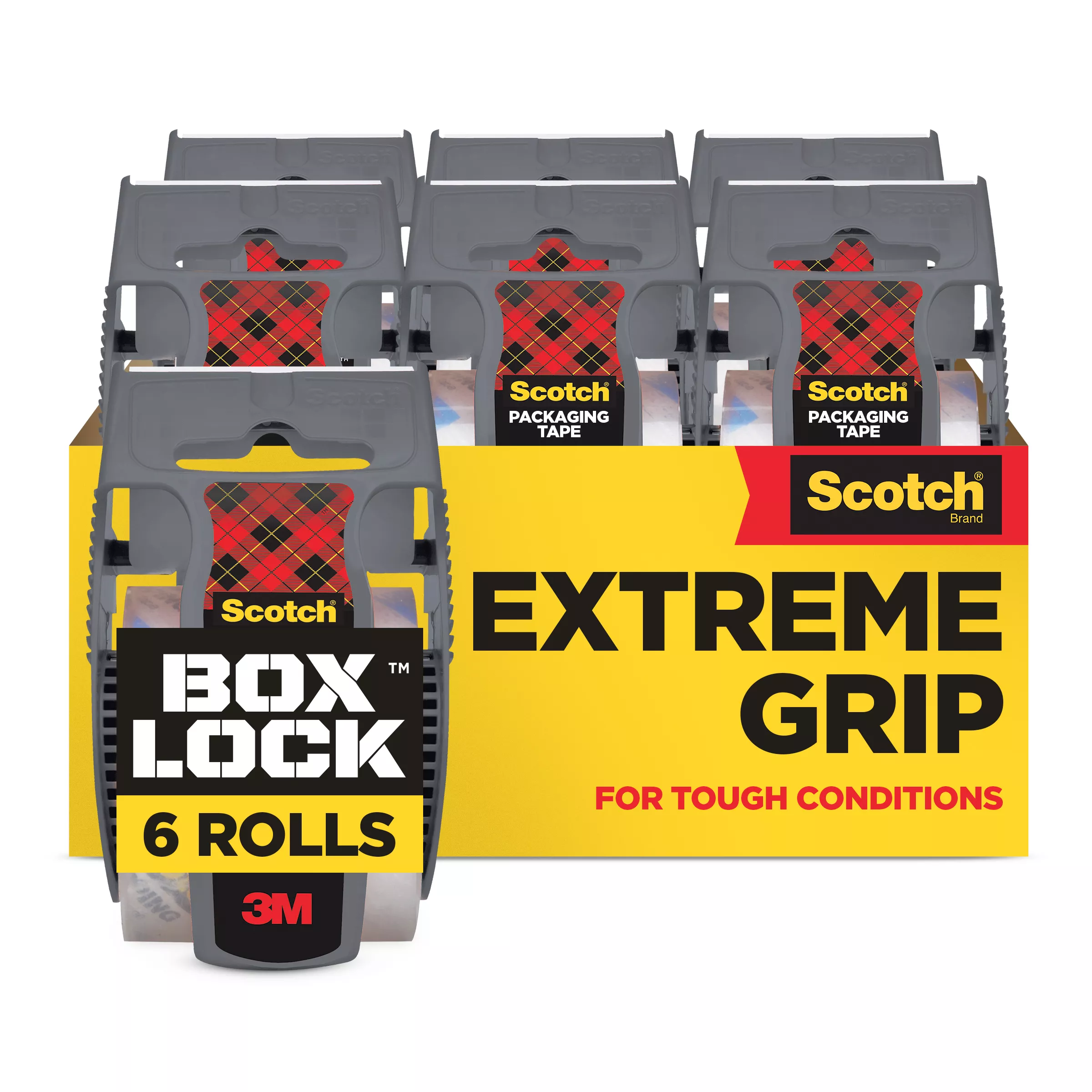 Scotch® Box Lock™ Packaging Tape 195-6, 1.88 in x 22.2 yd (48 mm x 20.3 m), 6 Rolls/Pack
