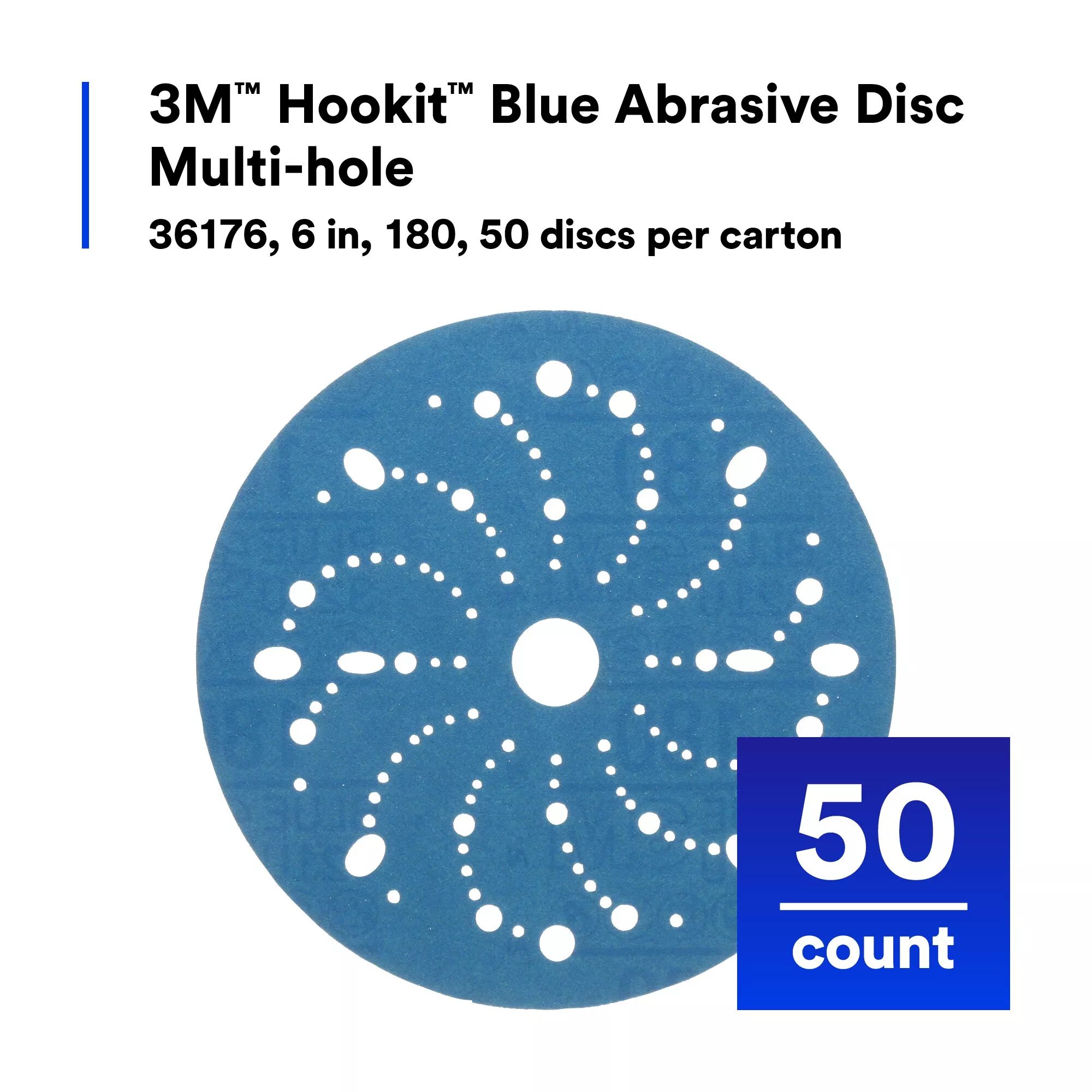 SKU 7100091094 | 3M™ Hookit™ Blue Abrasive Disc 321U Multi-hole