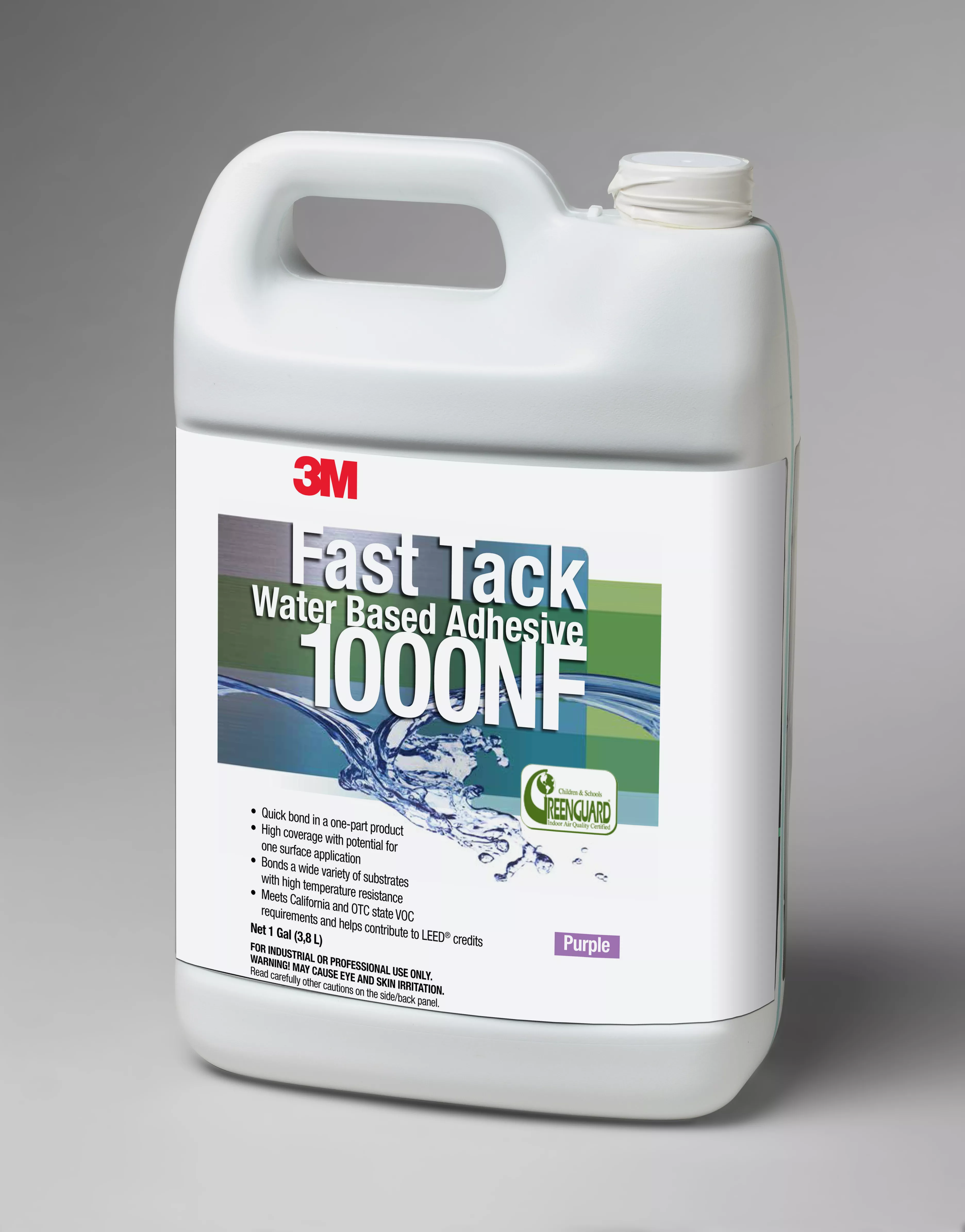 3M™ Fast Tack Water Based Adhesive 1000NF, Purple, 1 Gallon, 4 Each/Case