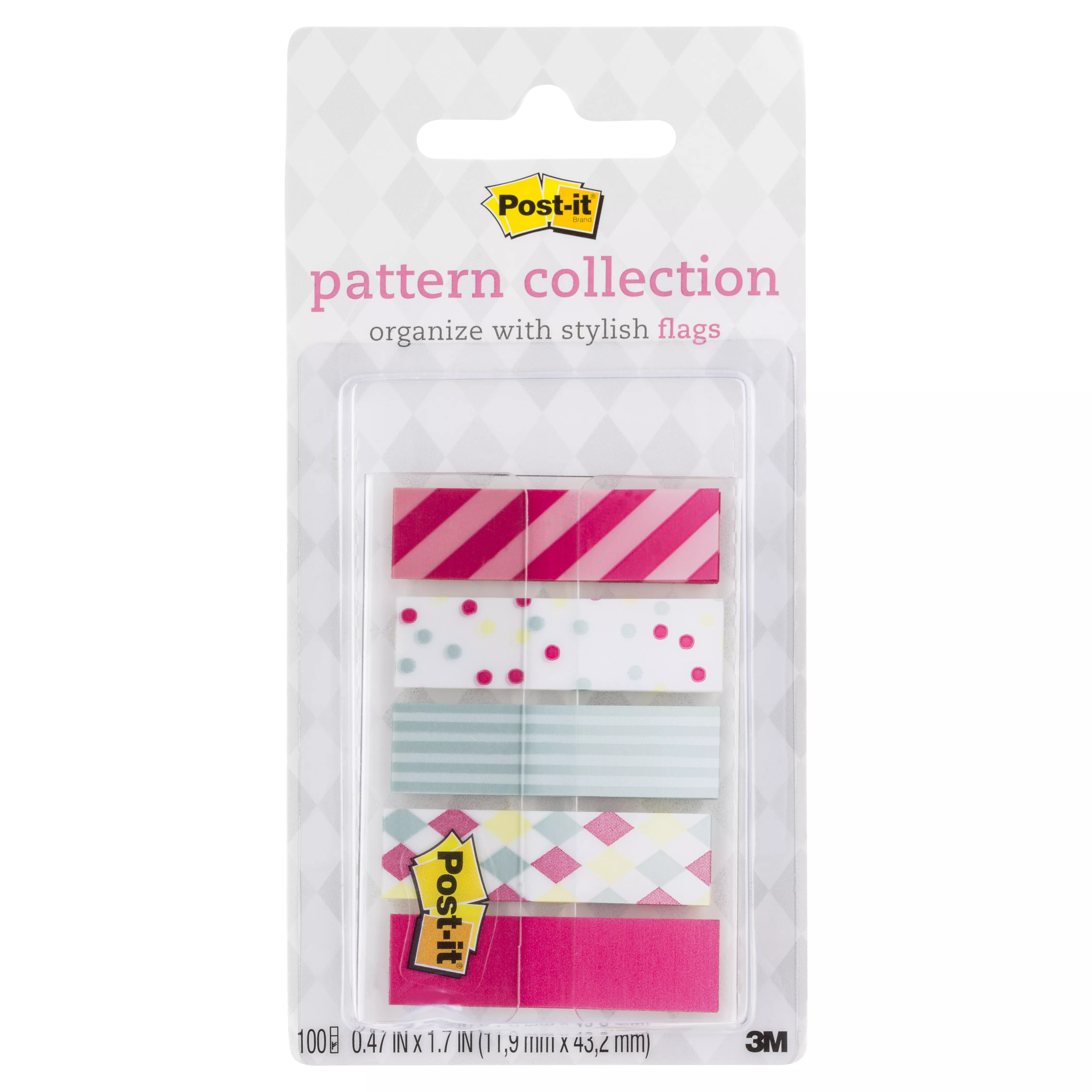 Post-it® Pattern Flags, Carnival Pattern Collection, 0.47 in. x 1.7 in.
100/On-the-Go Dispenser, 1 Dispenser/Pack