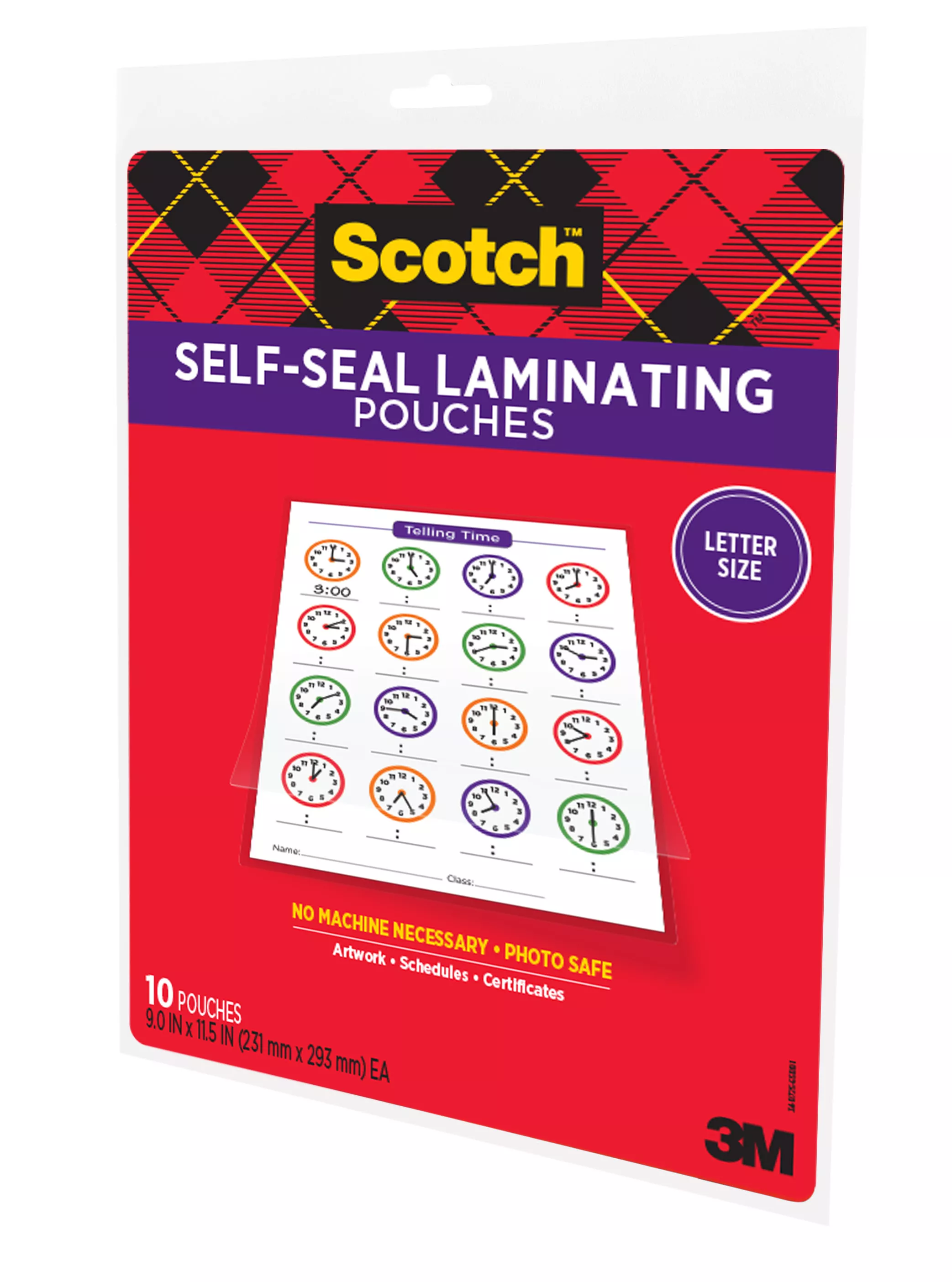 SKU 7010369982 | Scotch™ Self-Sealing Laminating Pouches LS854-10G