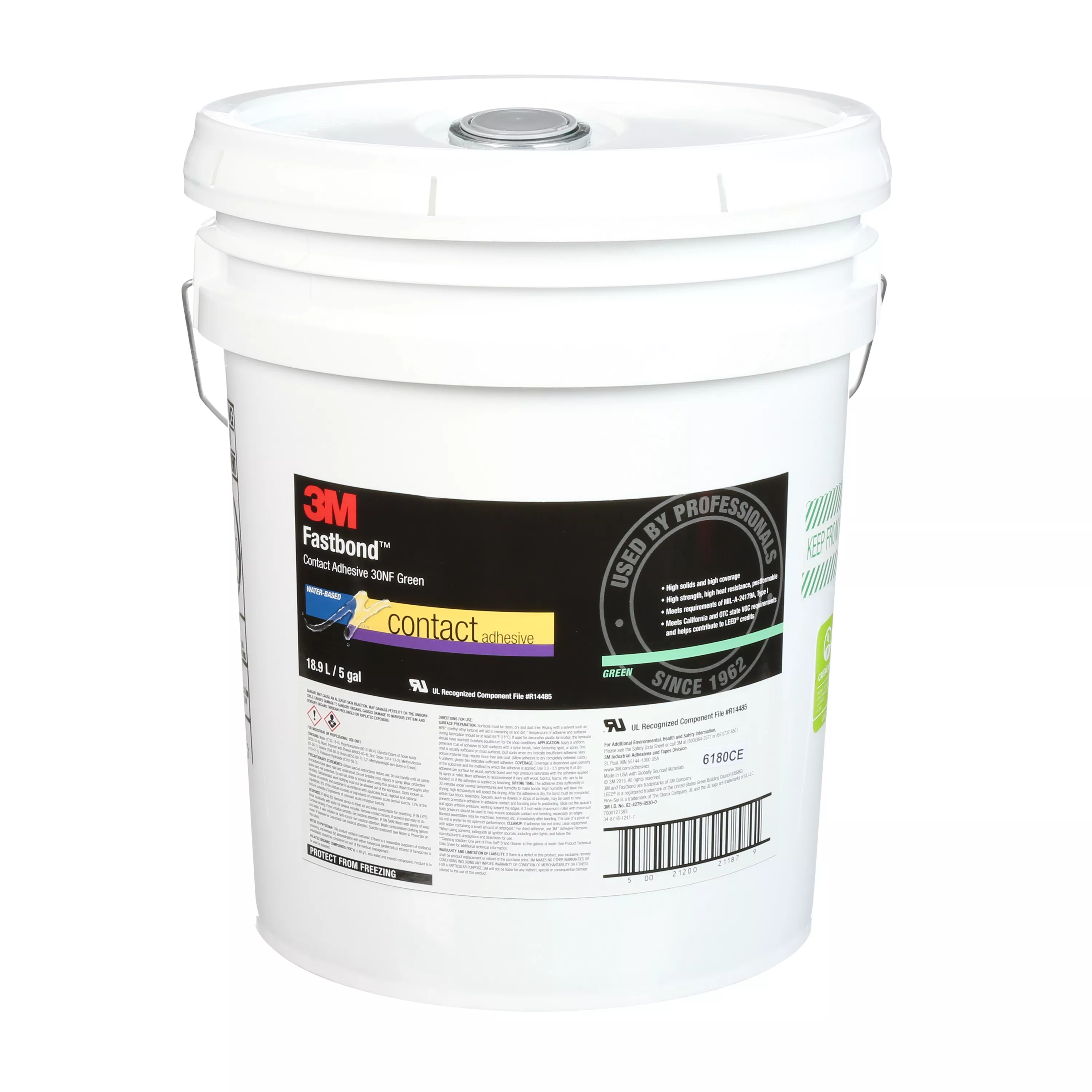 3M™ Fastbond™ Contact Adhesive 30NF, Green, 5 Gallon, 1 Can/Drum