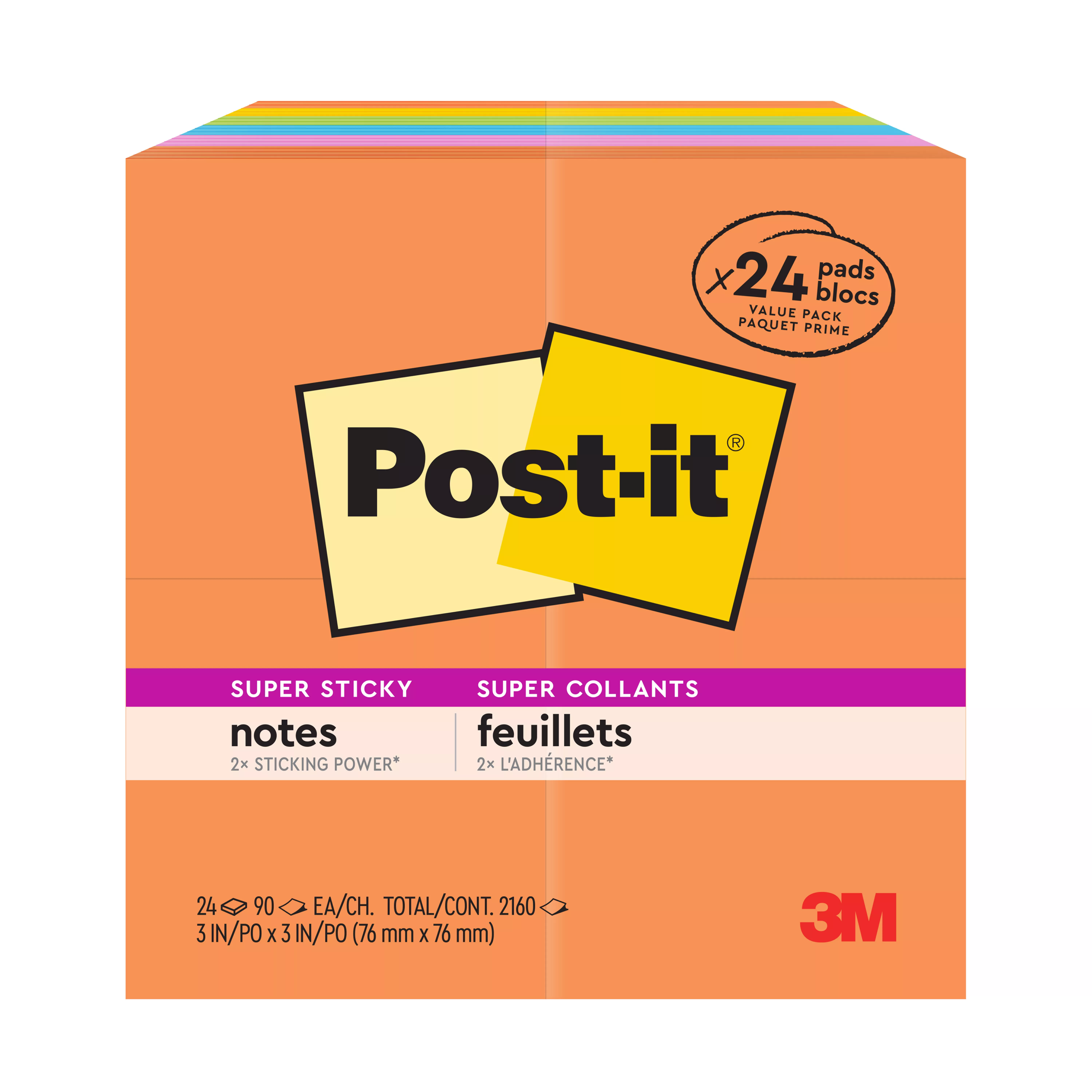 SKU 7100237015 | Post-it® Super Sticky Notes 654-24SSAU