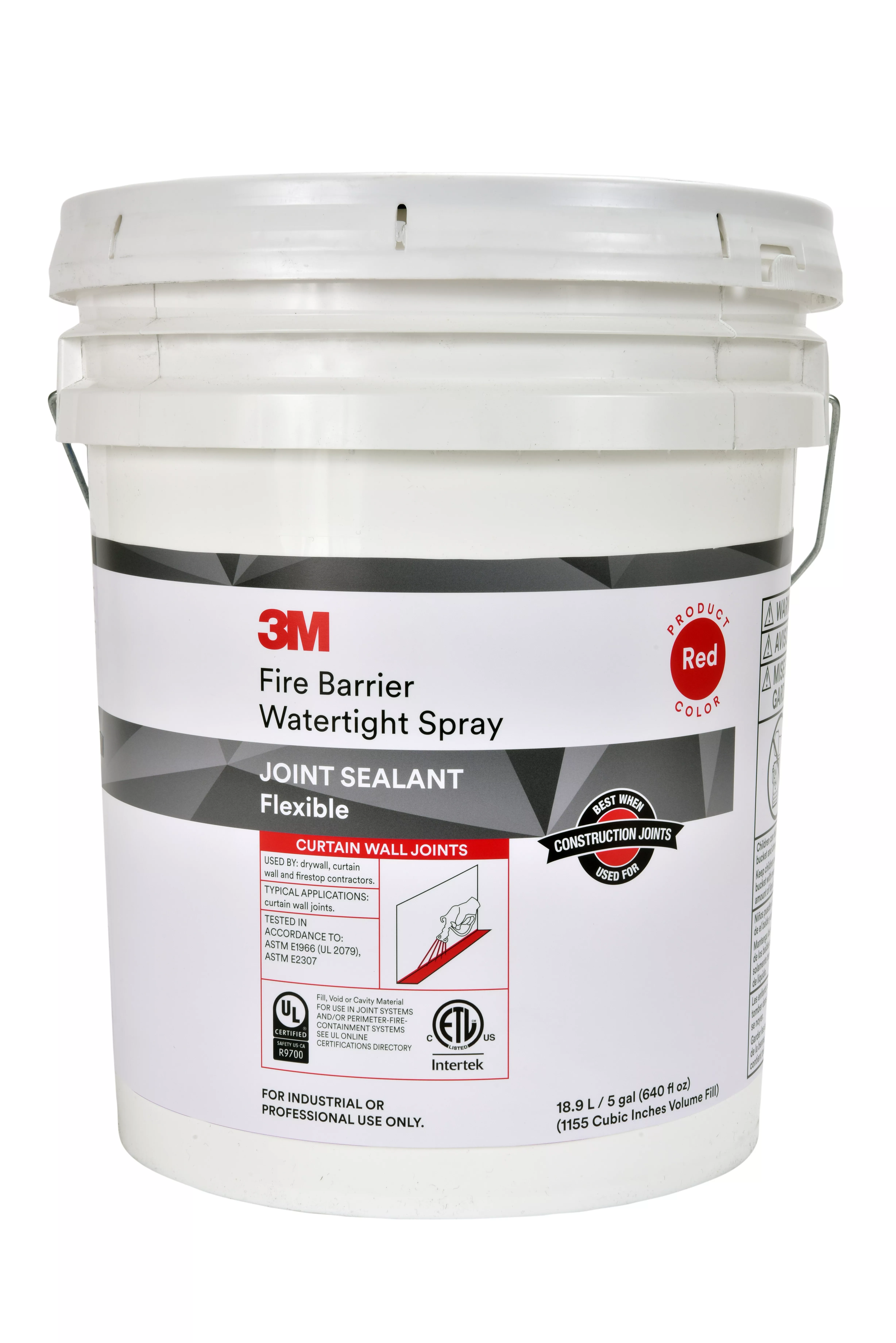 3M™ Fire Barrier Water Tight Spray, Red, 5 Gallon (Pail), Drum