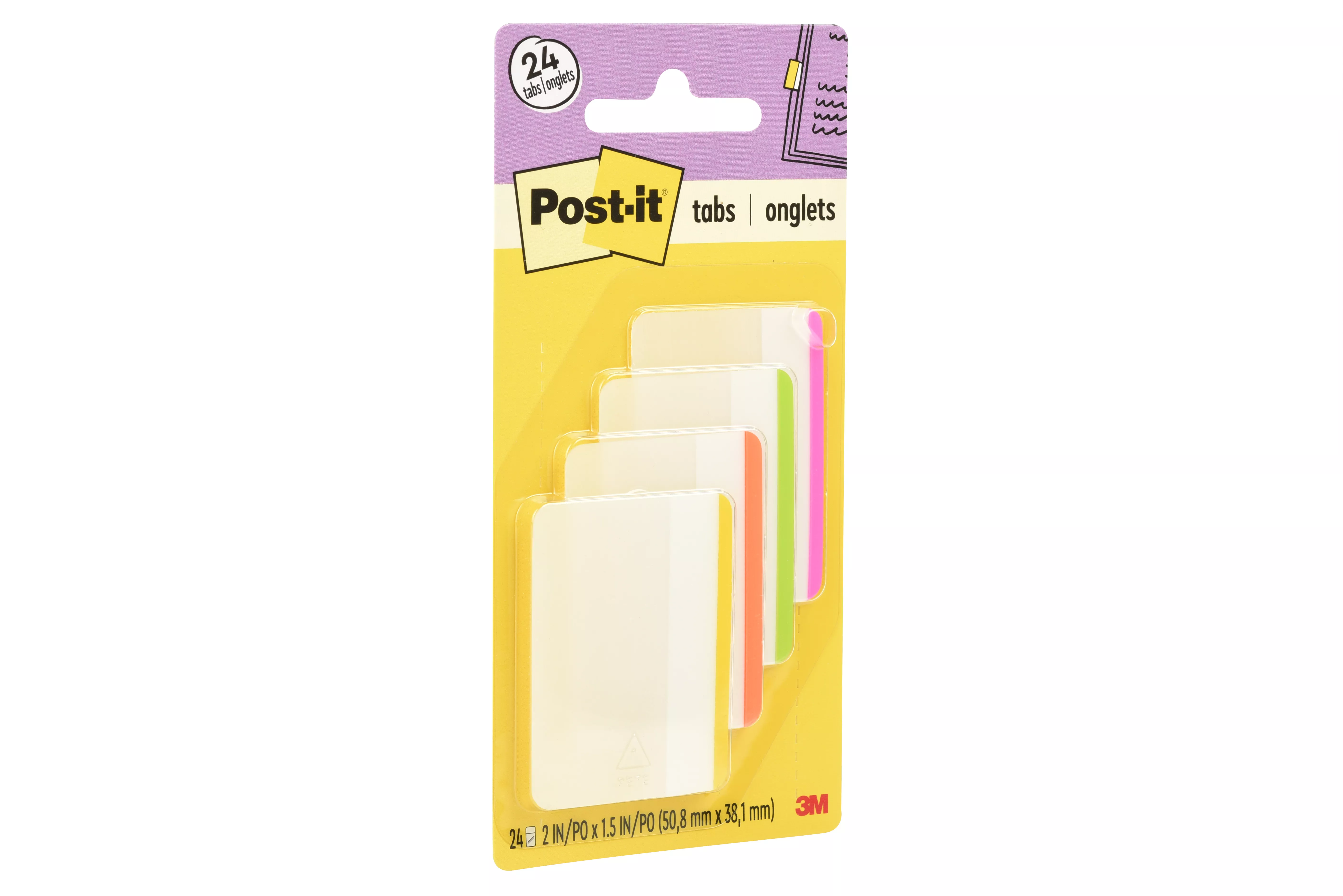 Post-it® Durable Tabs 686F-1BB, 2 in. x 1.5 in. (50.8 mm x 38 mm) Beige,
Green, Red, Canary Yellow 24 pk/cs